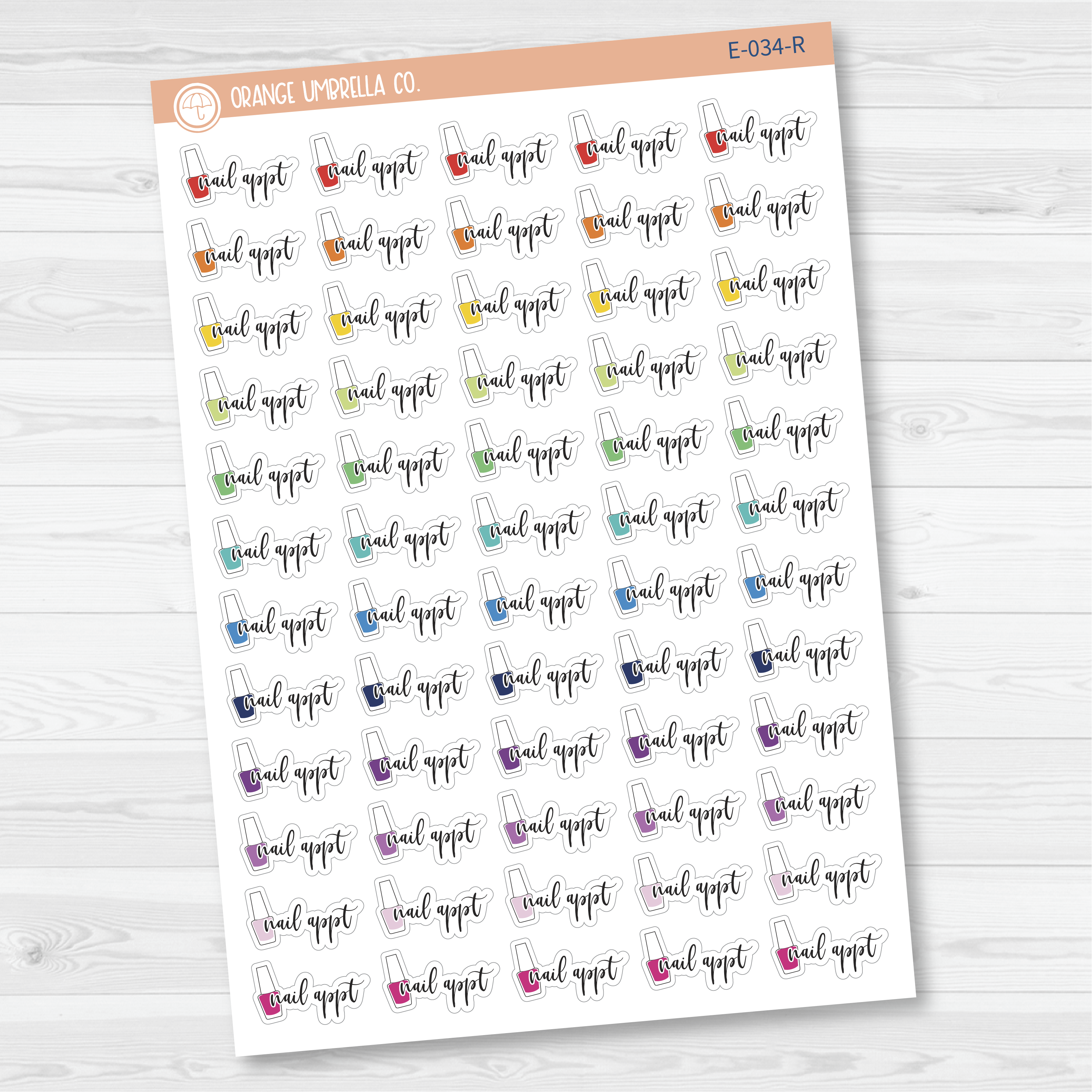 Nail Appt Icon Script Planner Stickers | F2 | E-034