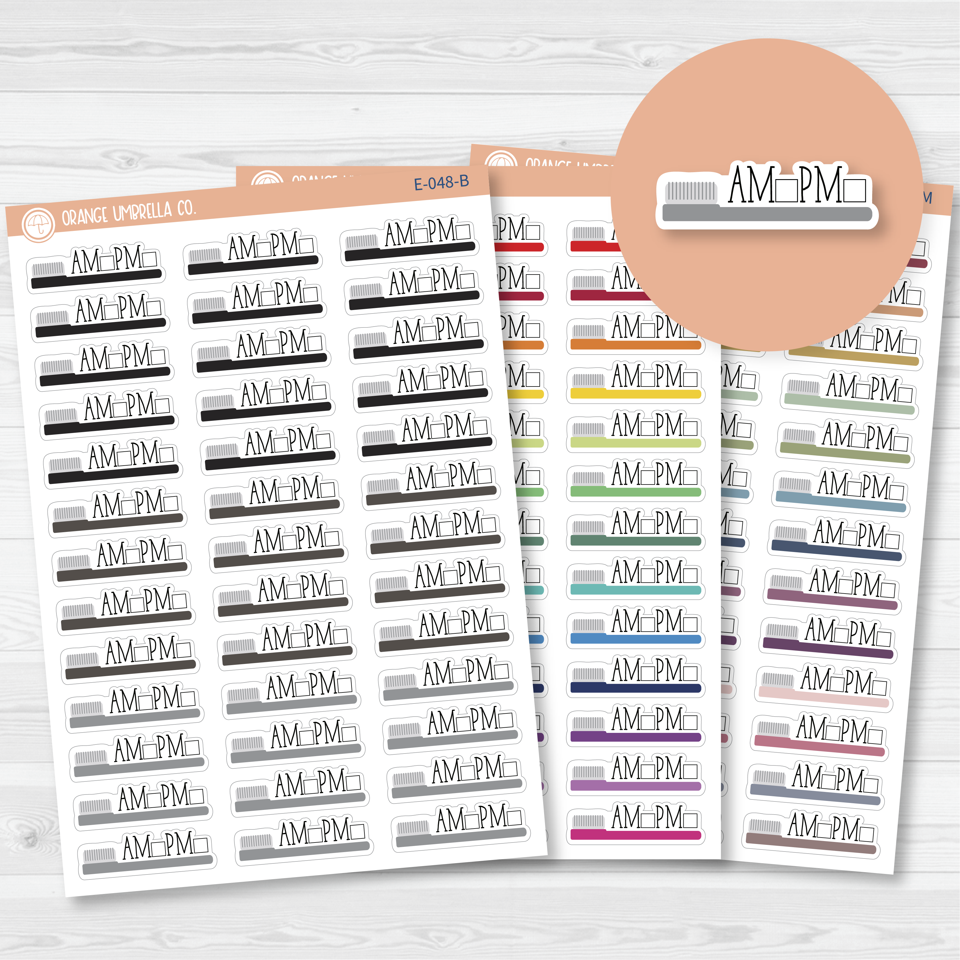 CLEARANCE | Tooth Brushing AM-PM Icon Script Planner Stickers and Labels| E-048