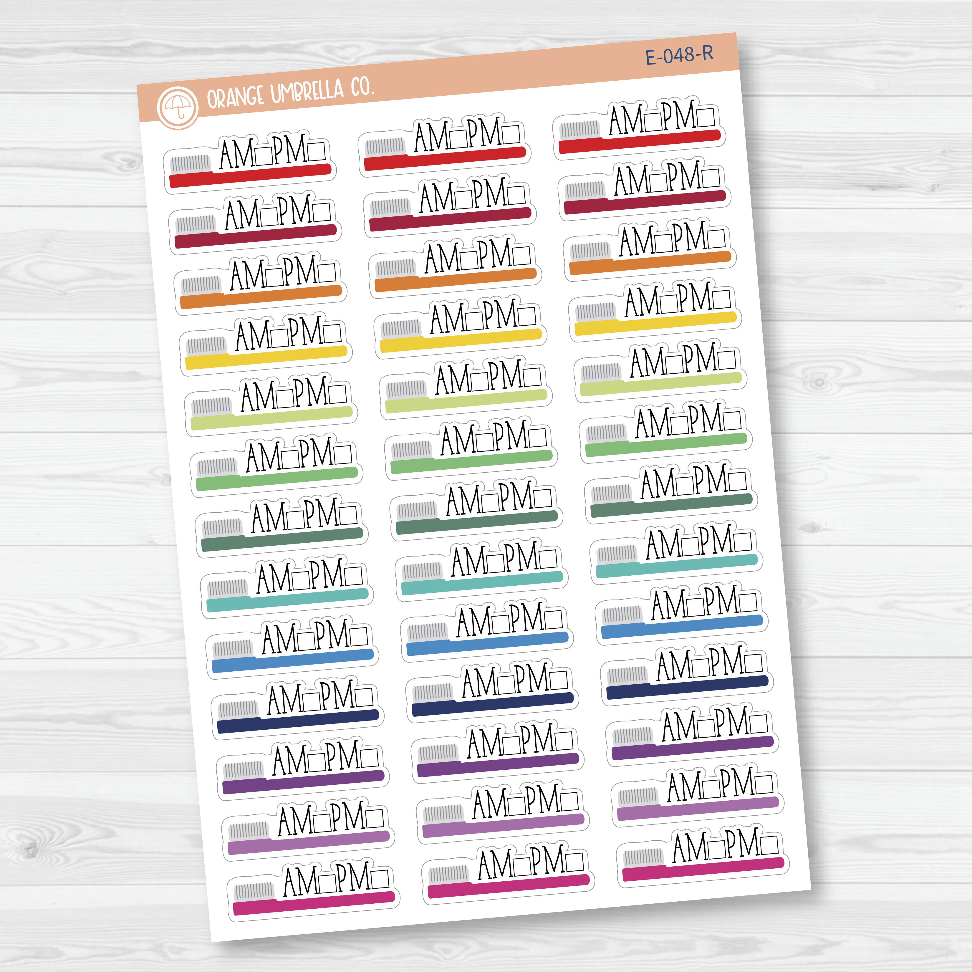 CLEARANCE | Tooth Brushing AM-PM Icon Script Planner Stickers and Labels| E-048