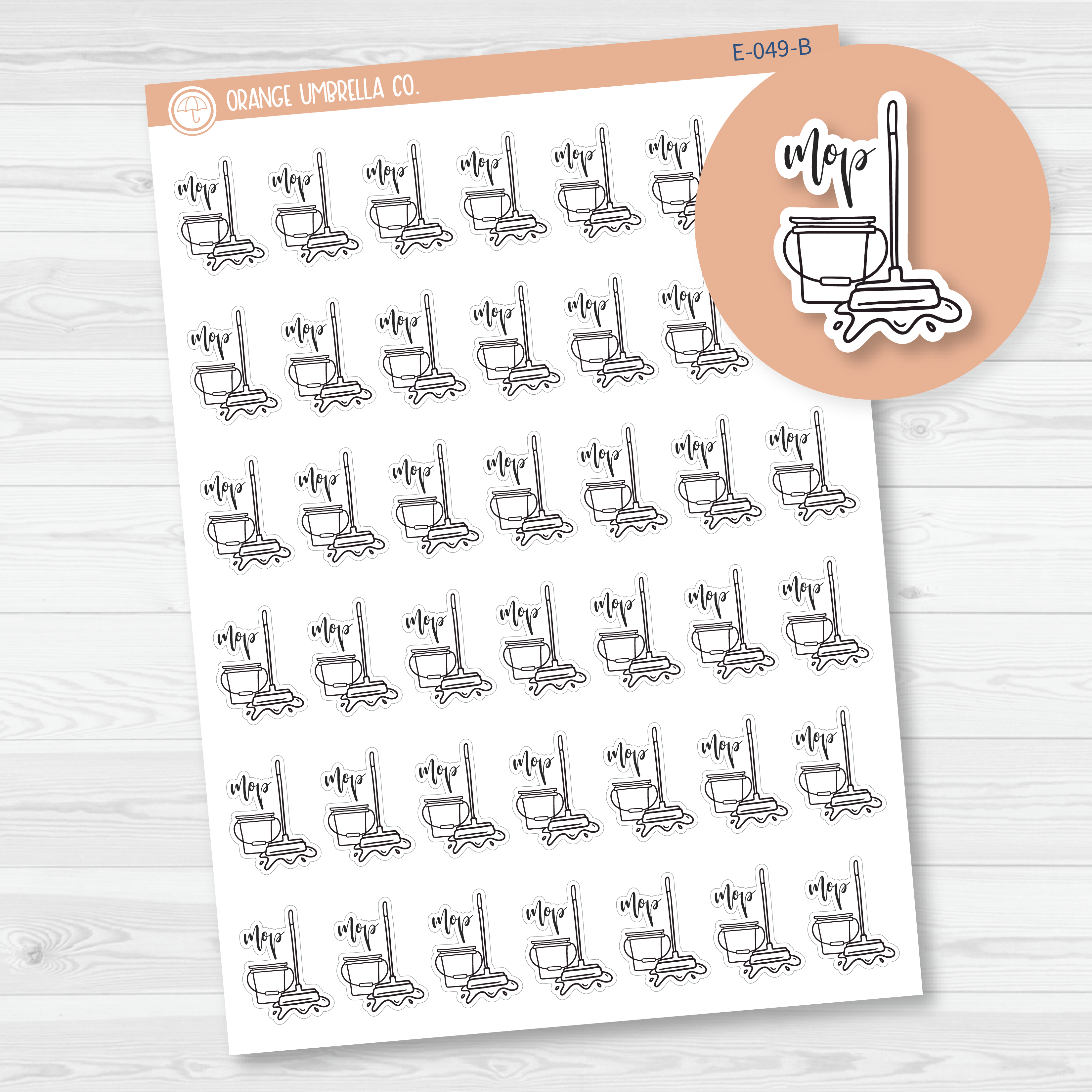 CLEARANCE | Mop Icon Script Planner Stickers | F2 | E-049