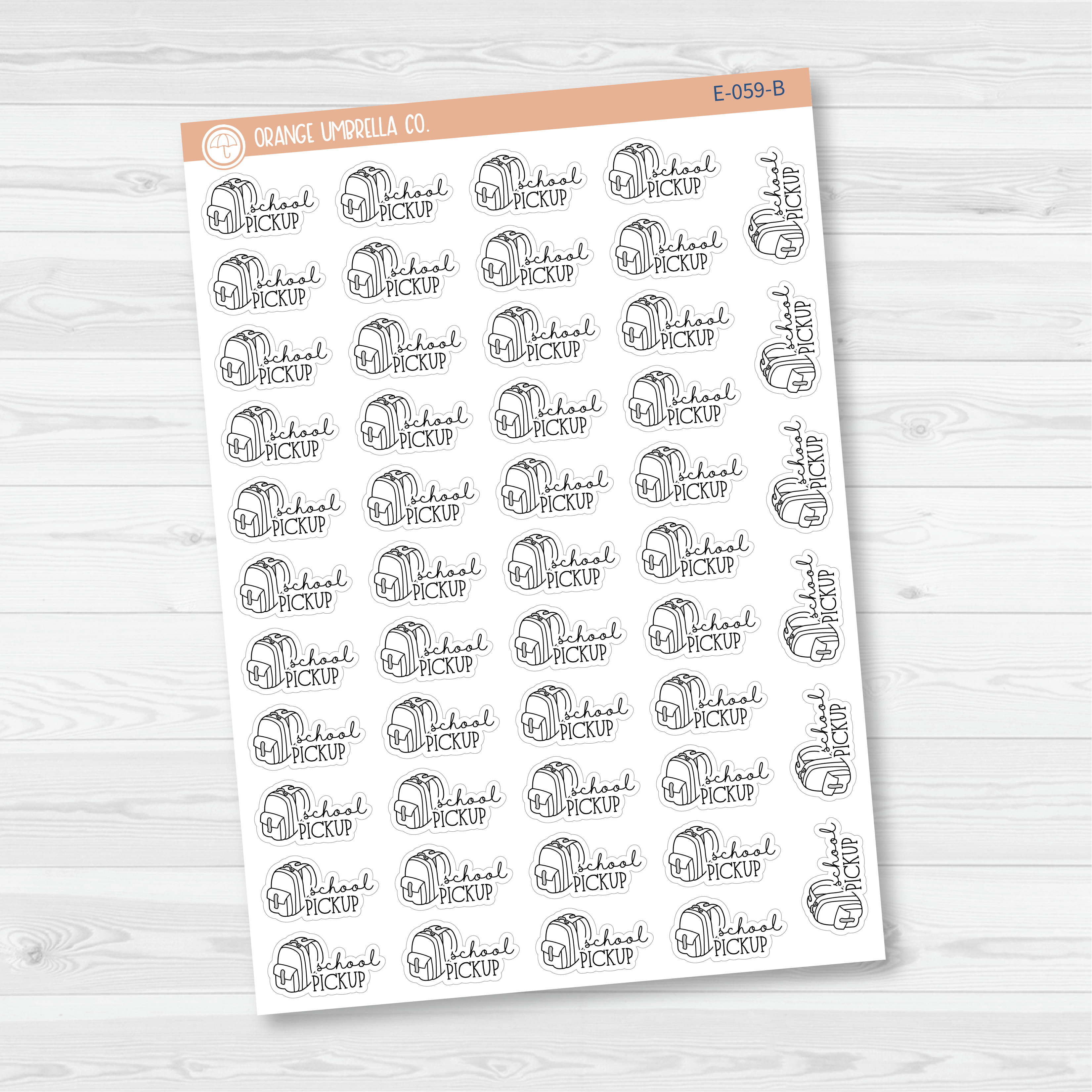 CLEARANCE | School Pickup Icon Script Planner Stickers | FC11 | E-059