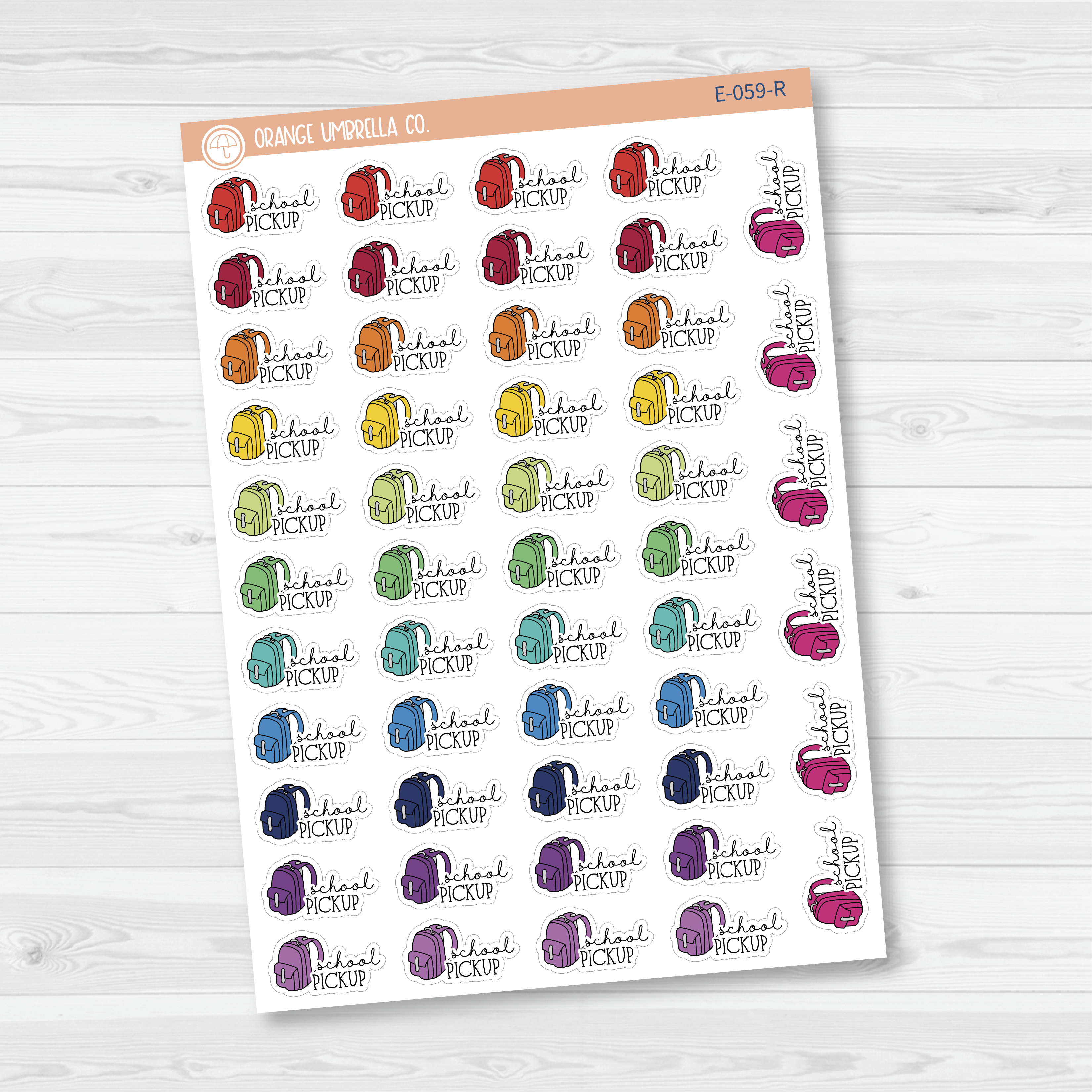 CLEARANCE | School Pickup Icon Script Planner Stickers | FC11 | E-059
