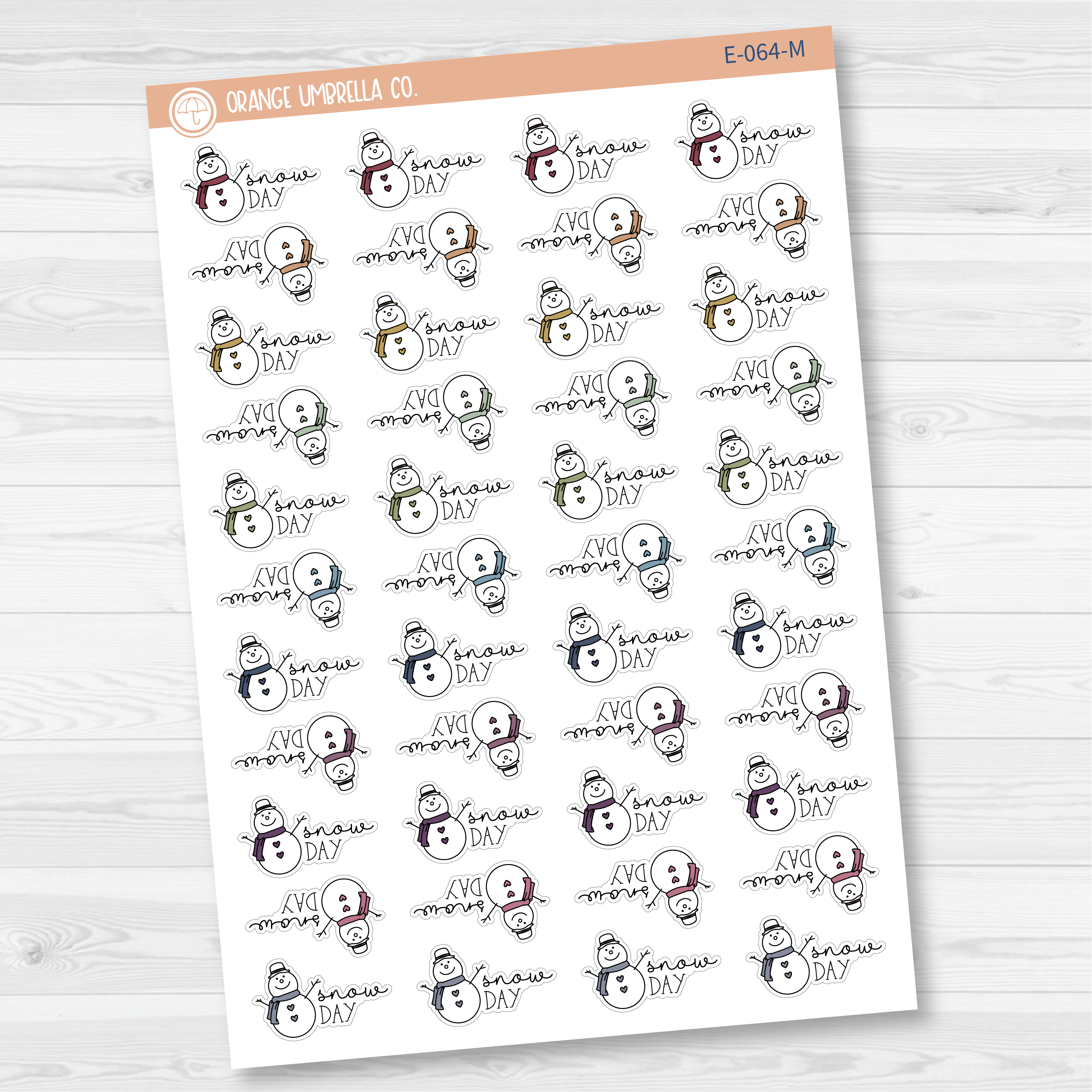 Snow Day Snowman Icon Script Planner Stickers | E-064