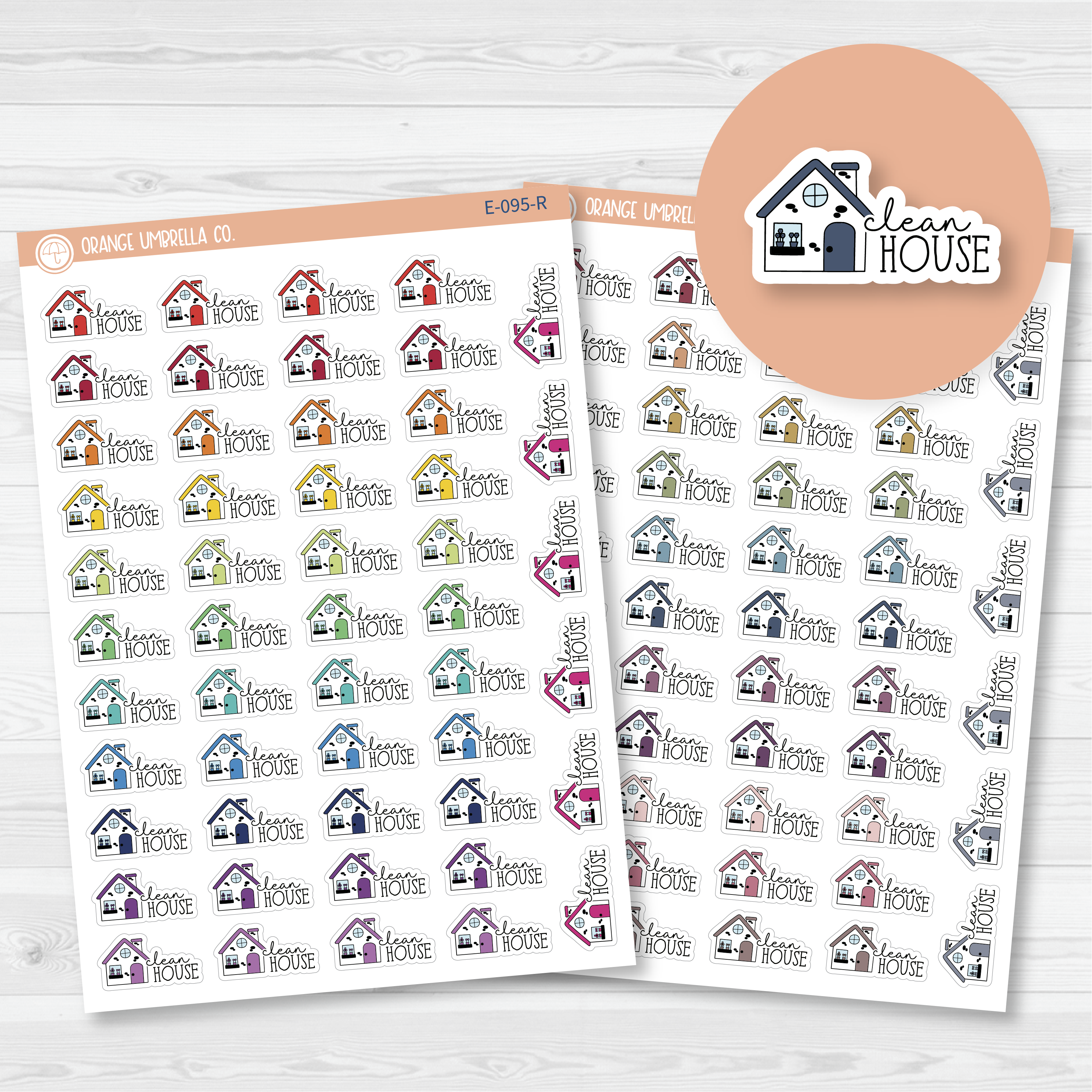 Clean House Icon Script Planner Stickers | FC11 | E-095