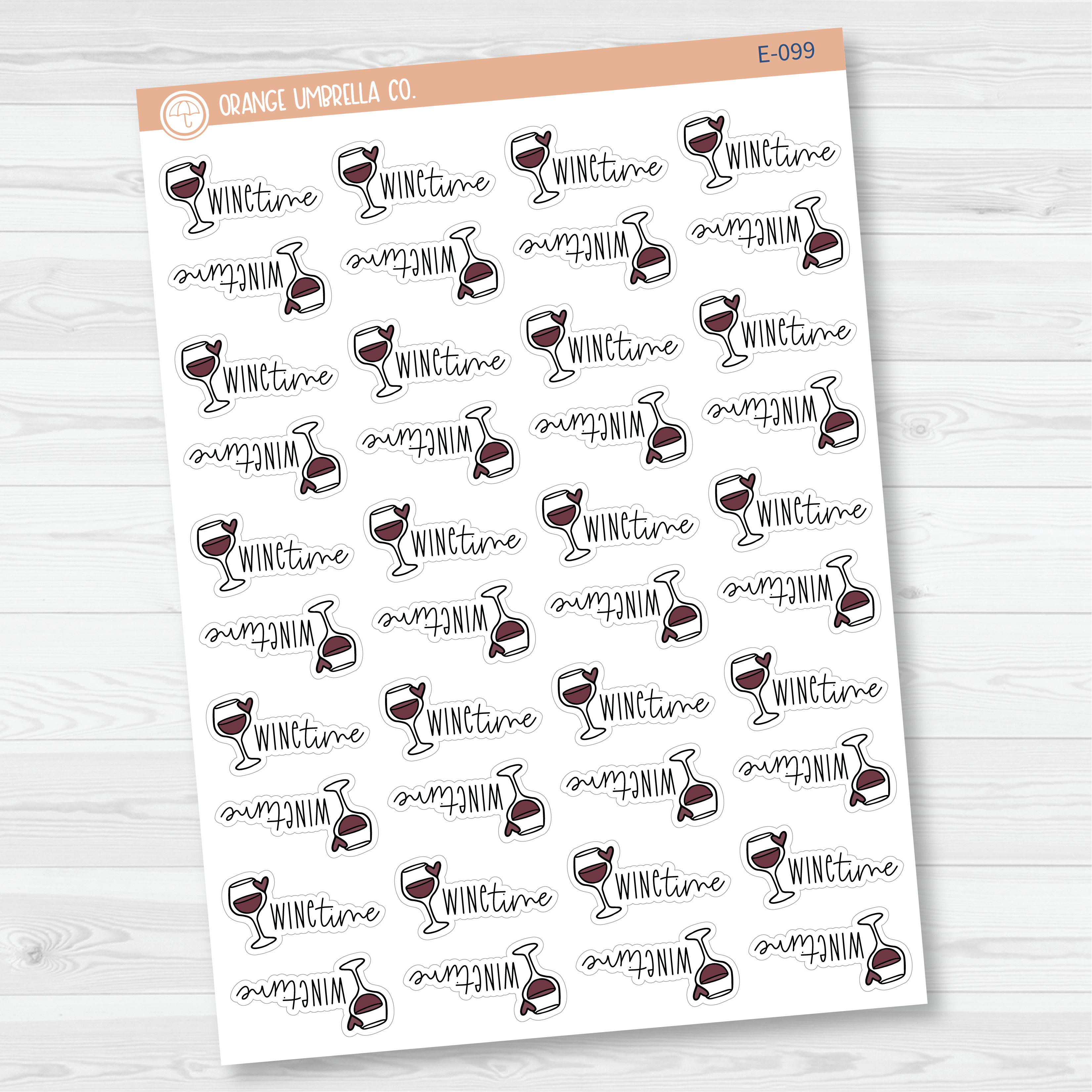 CLEARANCE | Wine Time Icon Script Planner Stickers | FC12 | E-099/E-100