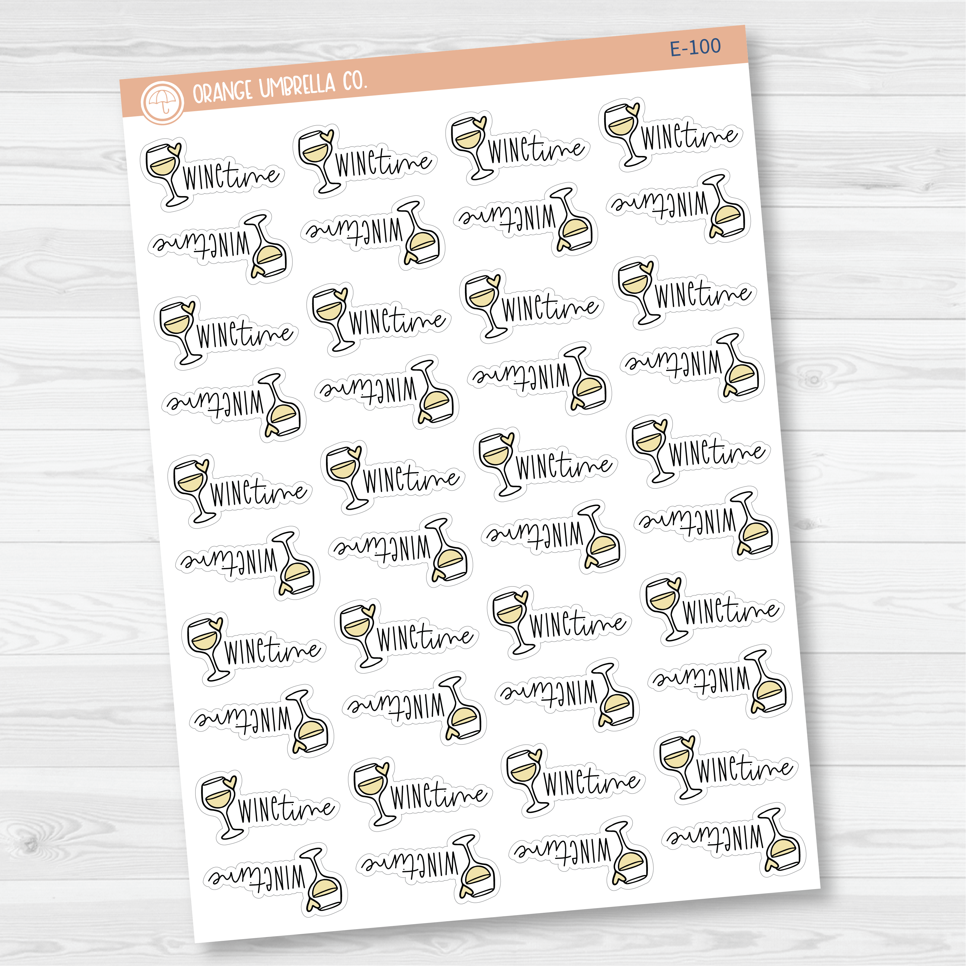 CLEARANCE | Wine Time Icon Script Planner Stickers | FC12 | E-099/E-100