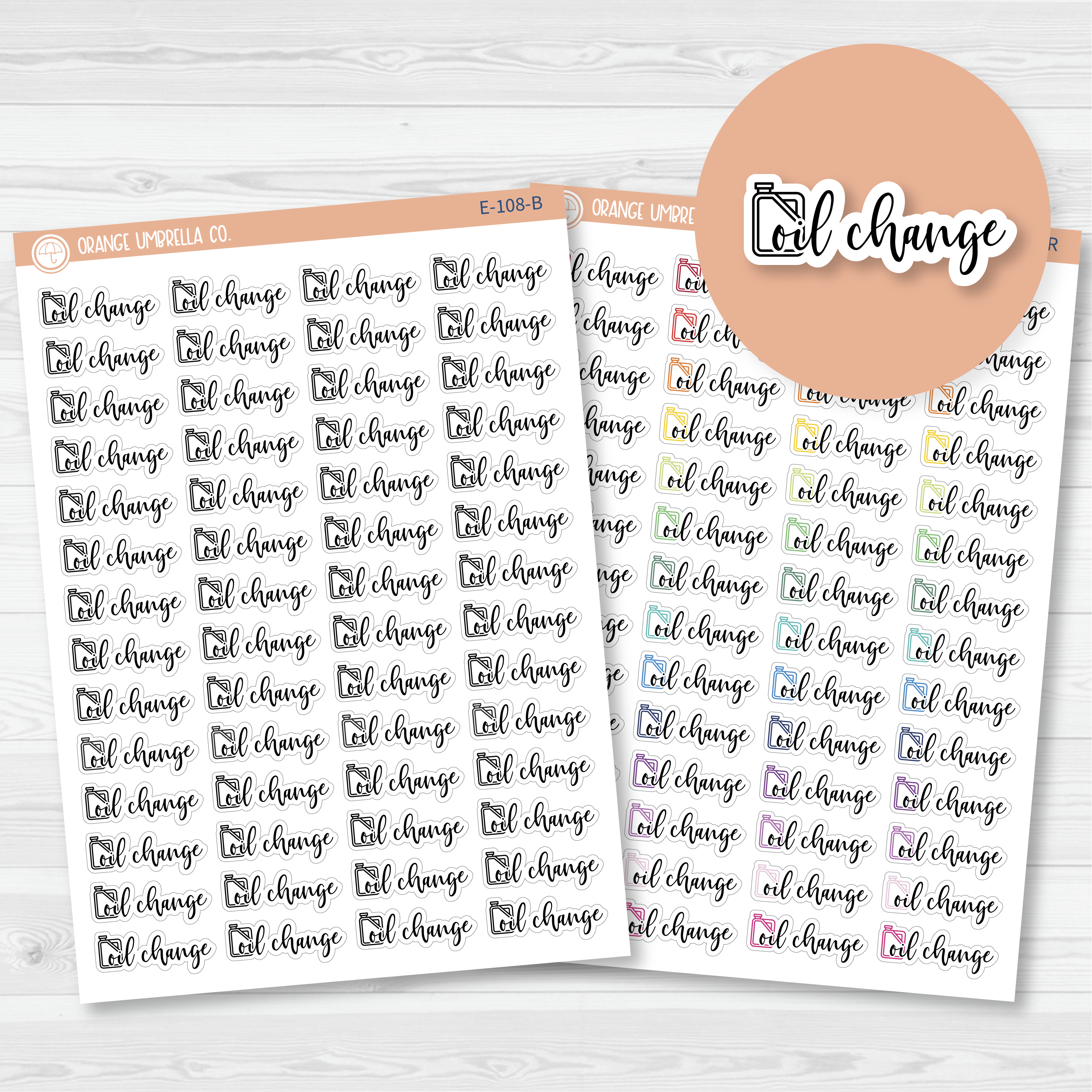 Oil Change Script Planner Stickers | F2 | E-108