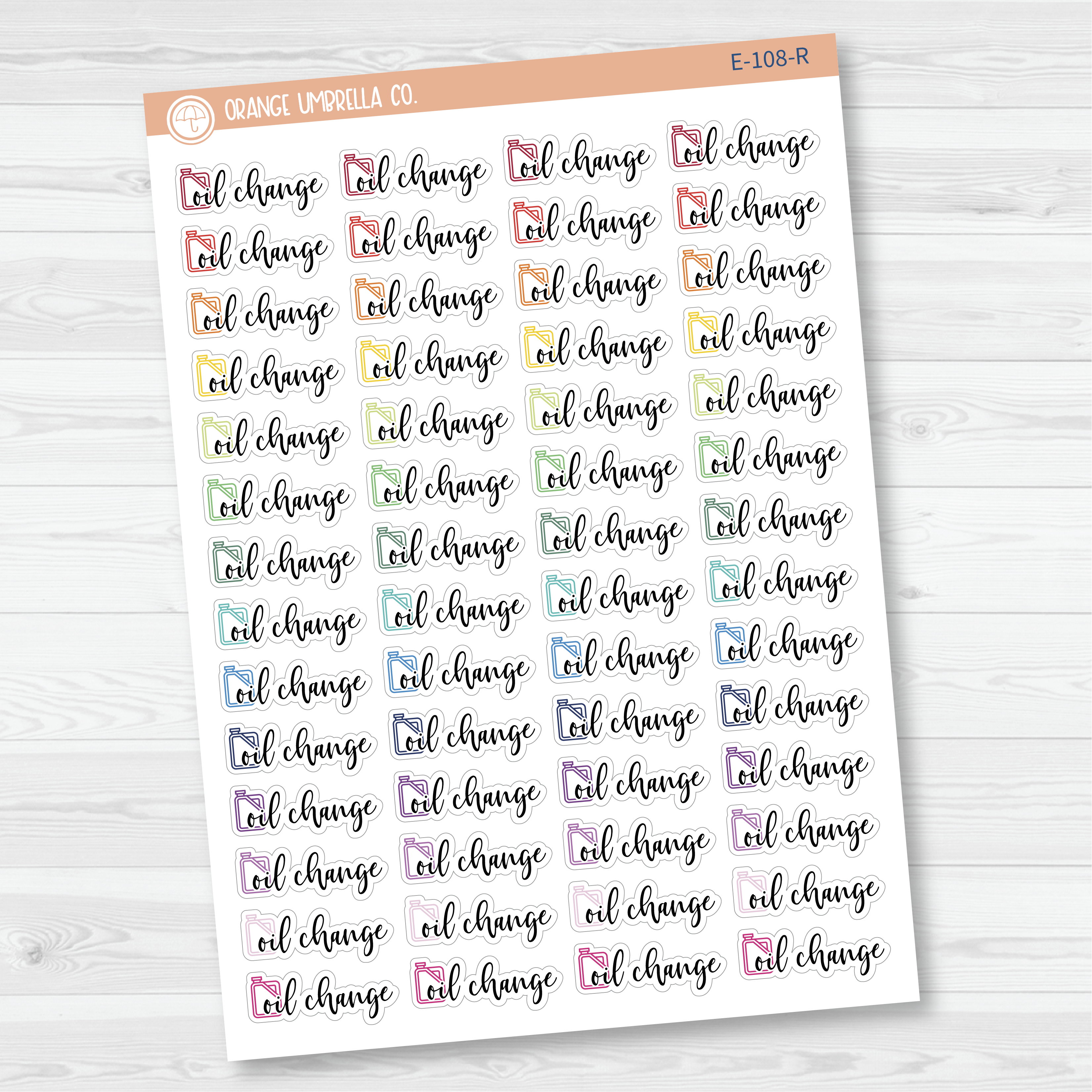 Oil Change Script Planner Stickers | F2 | E-108