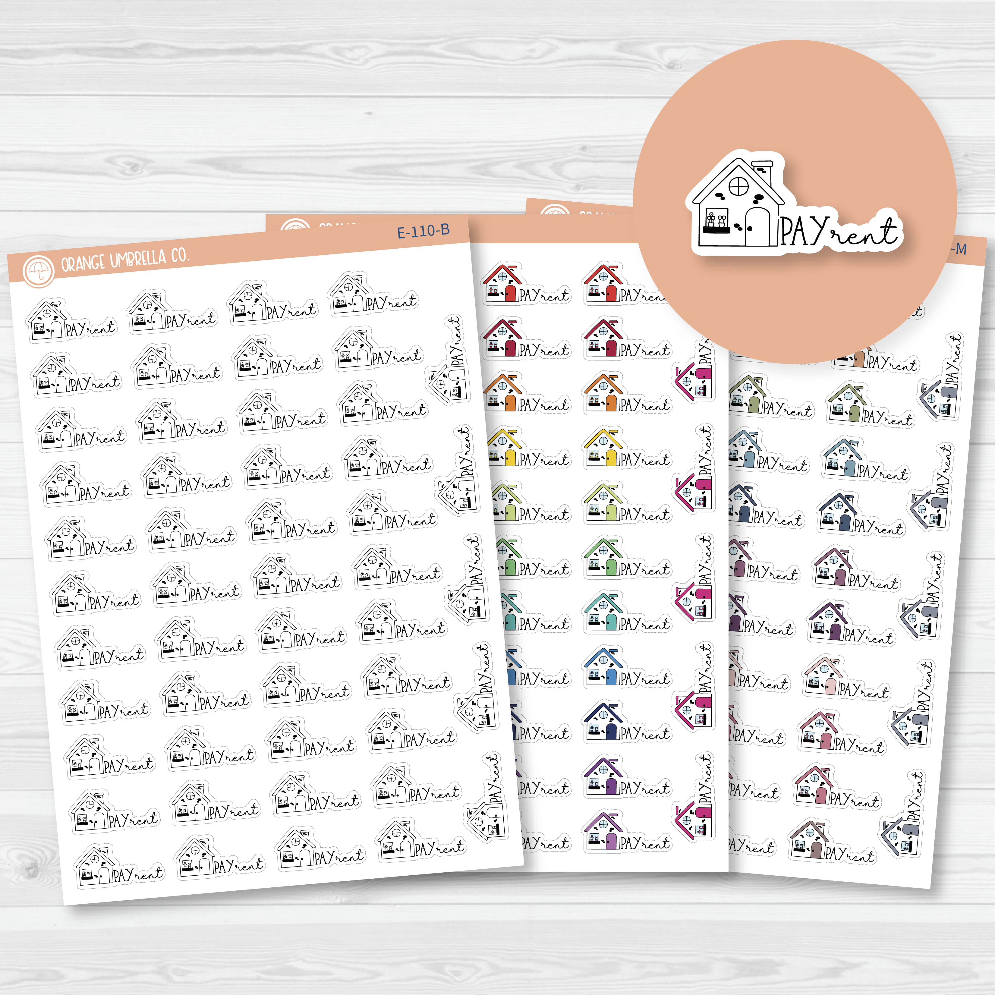 Pay Rent Icon Script Planner Stickers | FC11 | E-110