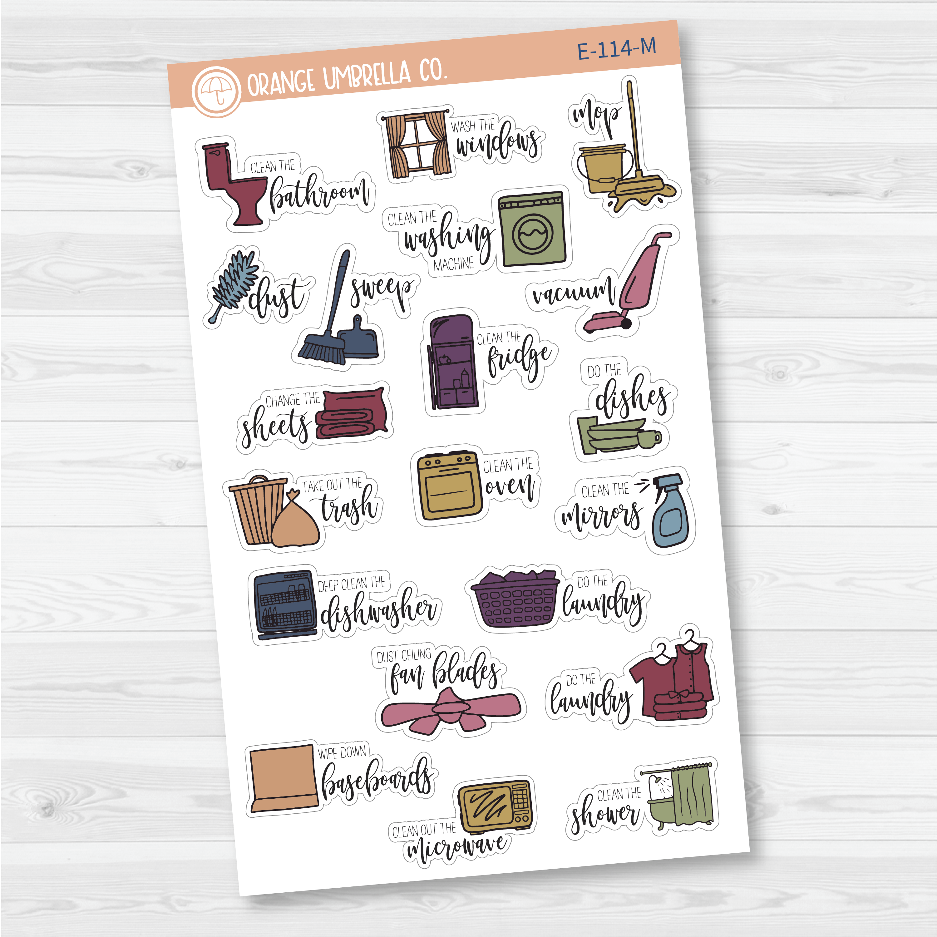 Cleaning Icon Script Planner Stickers | F7 | E-114