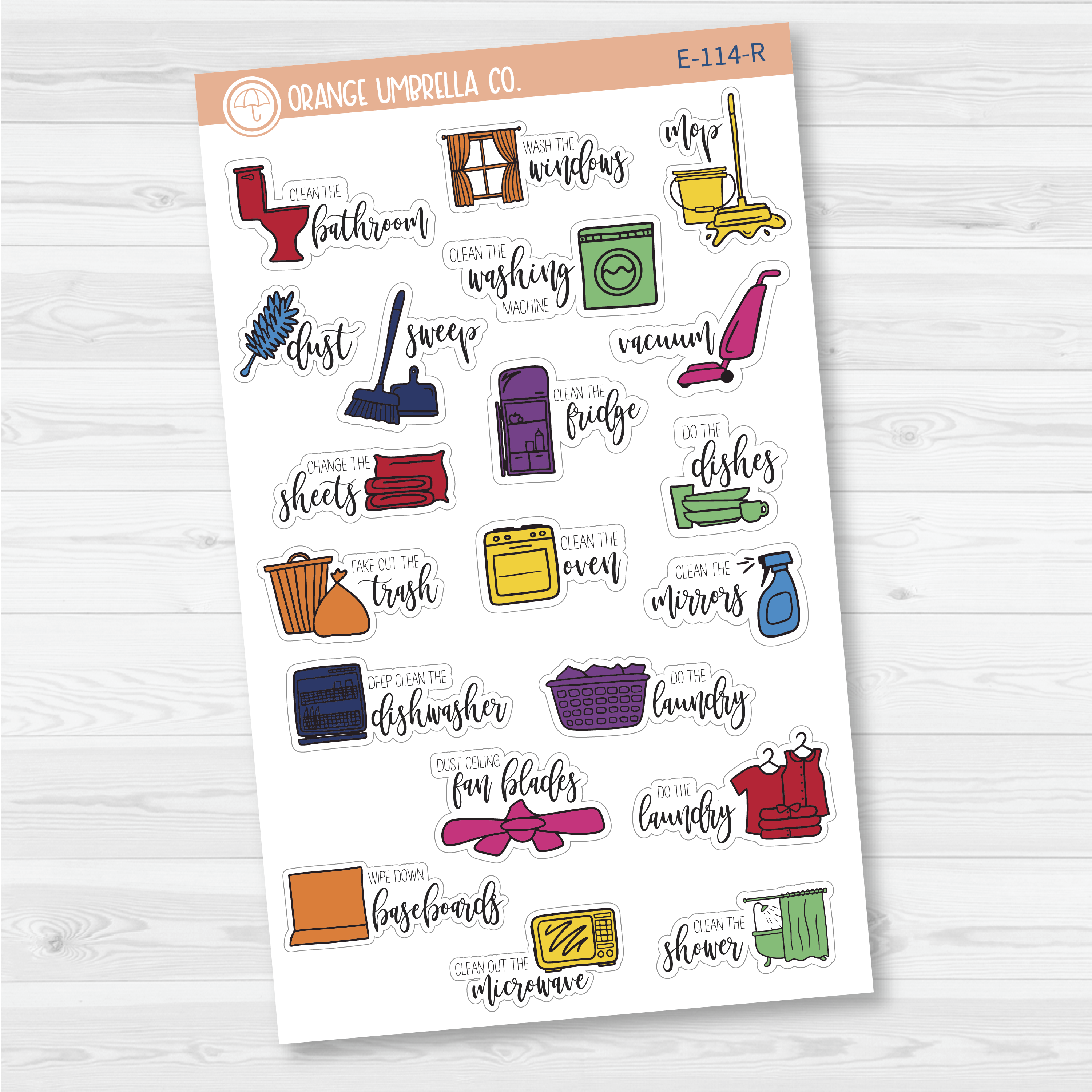 Cleaning Icon Script Planner Stickers | F7 | E-114