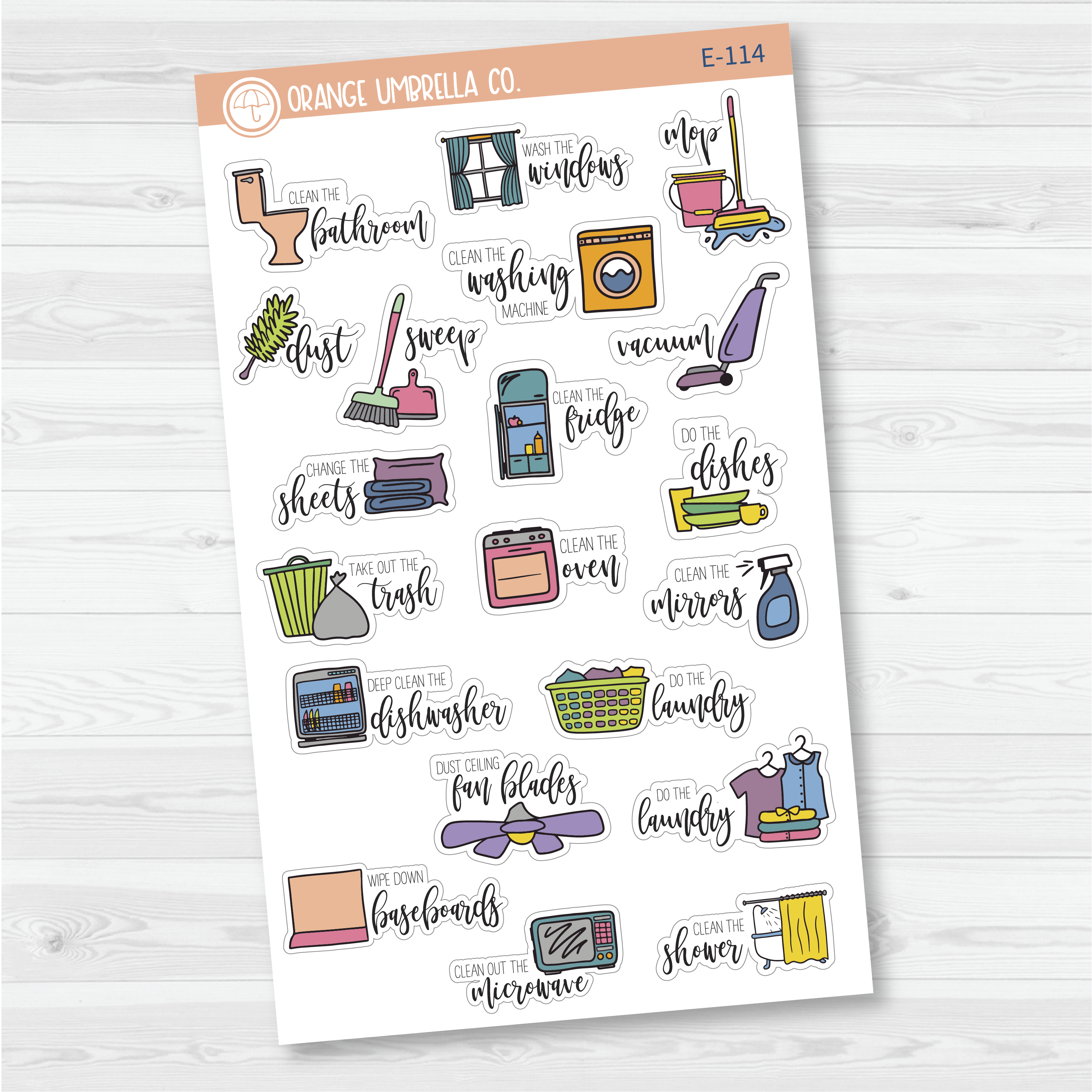 Cleaning Icon Script Planner Stickers | F7 | E-114