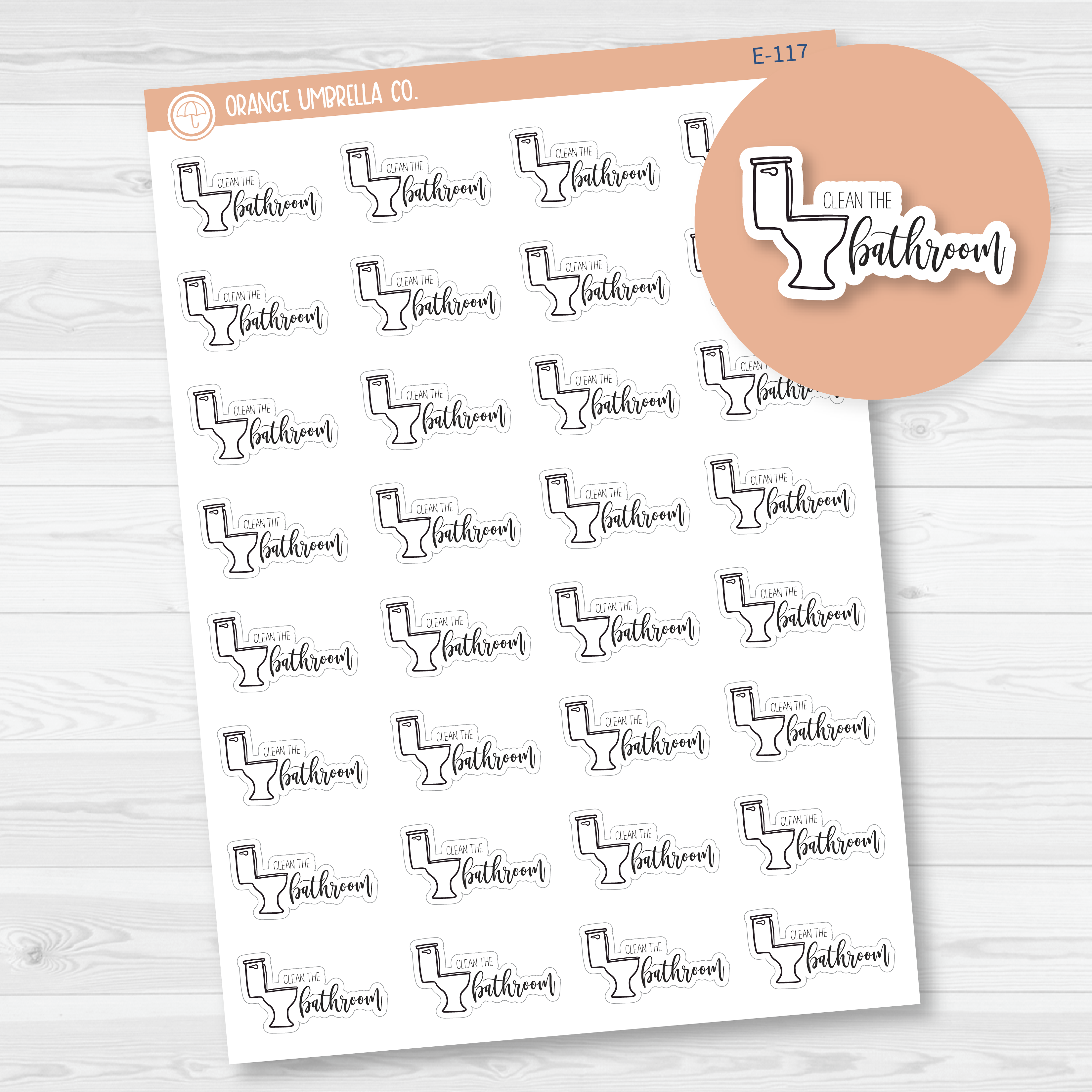 CLEARANCE | Clean The Bathroom Icon Script Planner Stickers | F2 | E-117