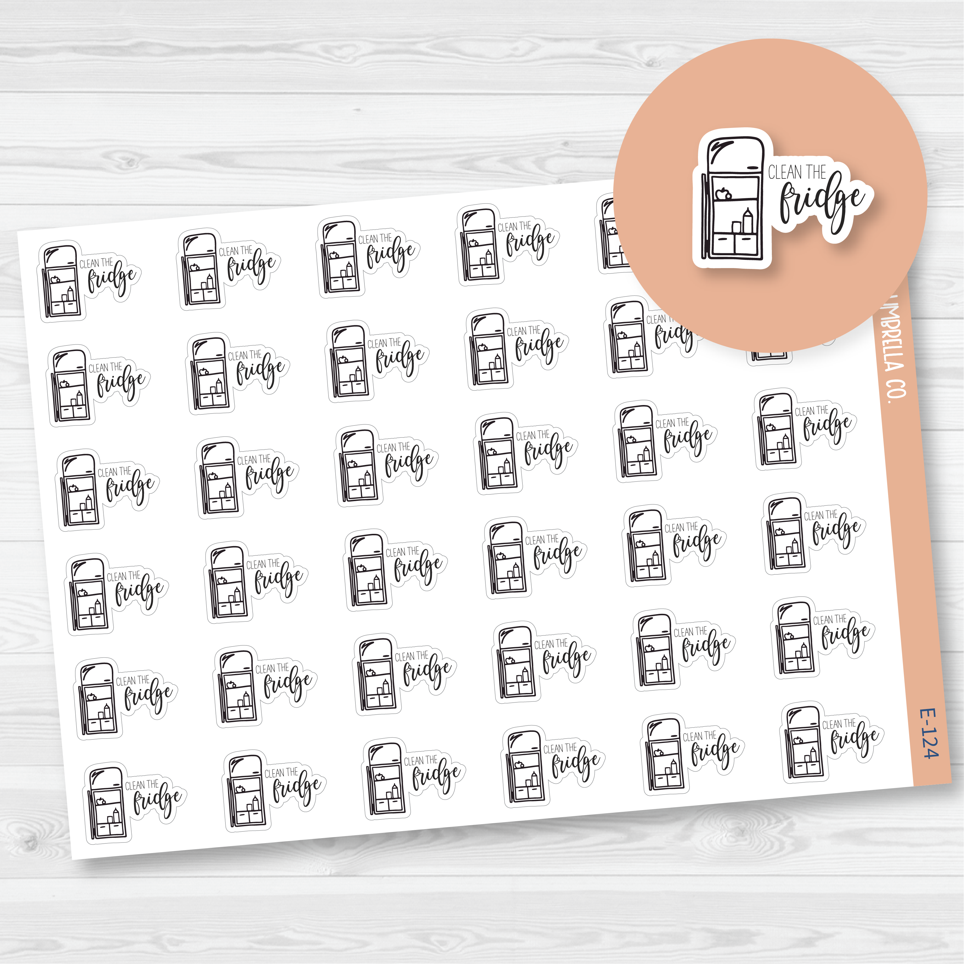 Clean The Fridge Icon Script Planner Stickers | F2 | E-124