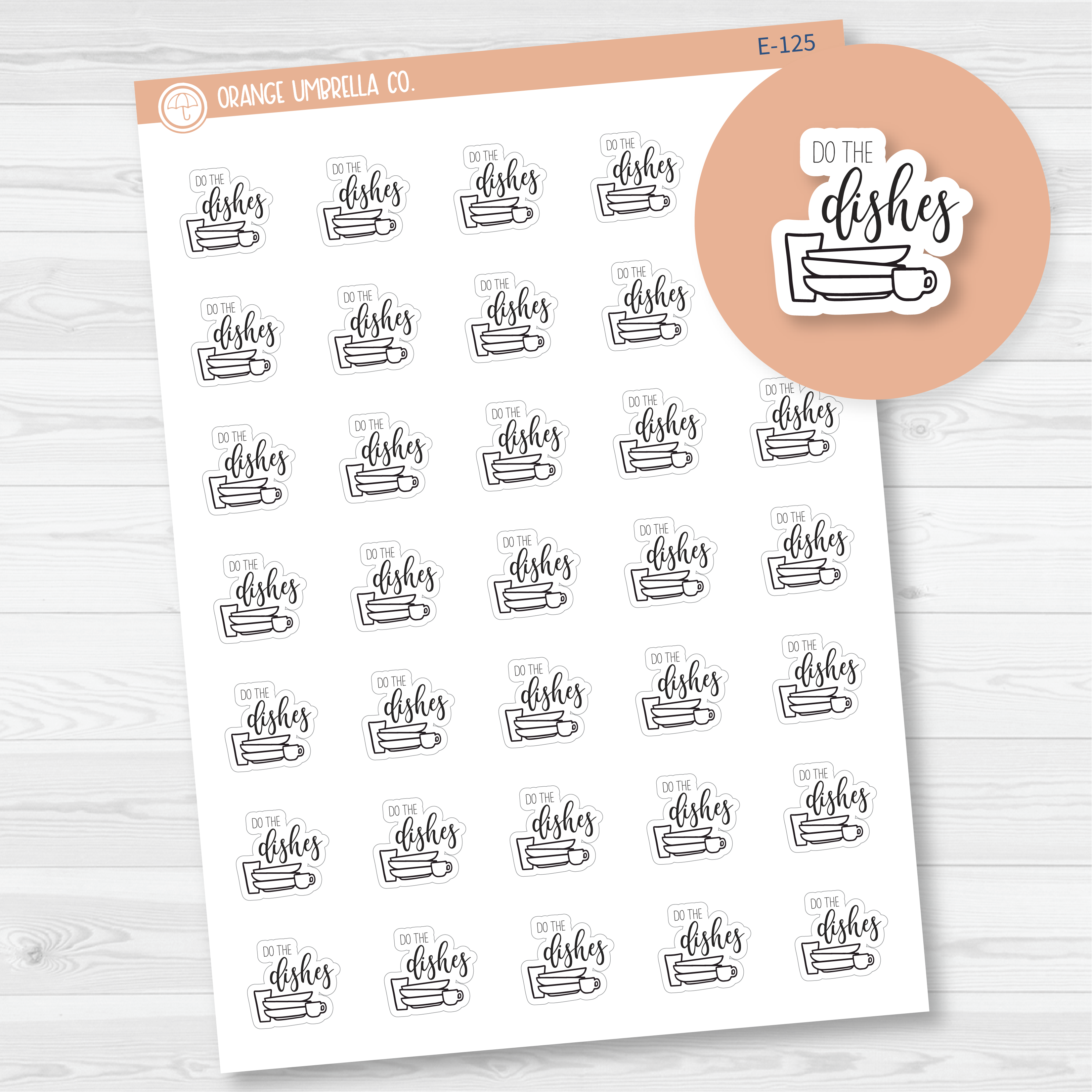 Do The Dishes Icon Script Planner Stickers | F2 | E-125