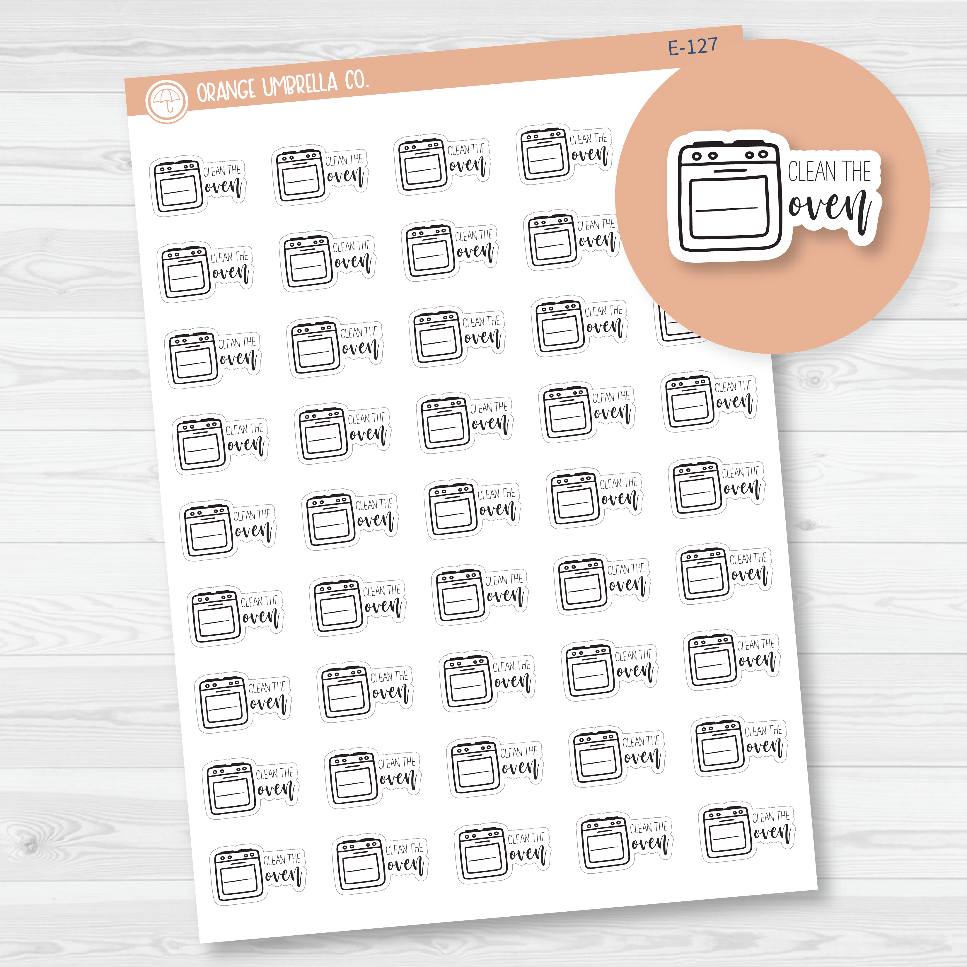 Clean The Oven Icon Script Planner Stickers | F2 | E-127