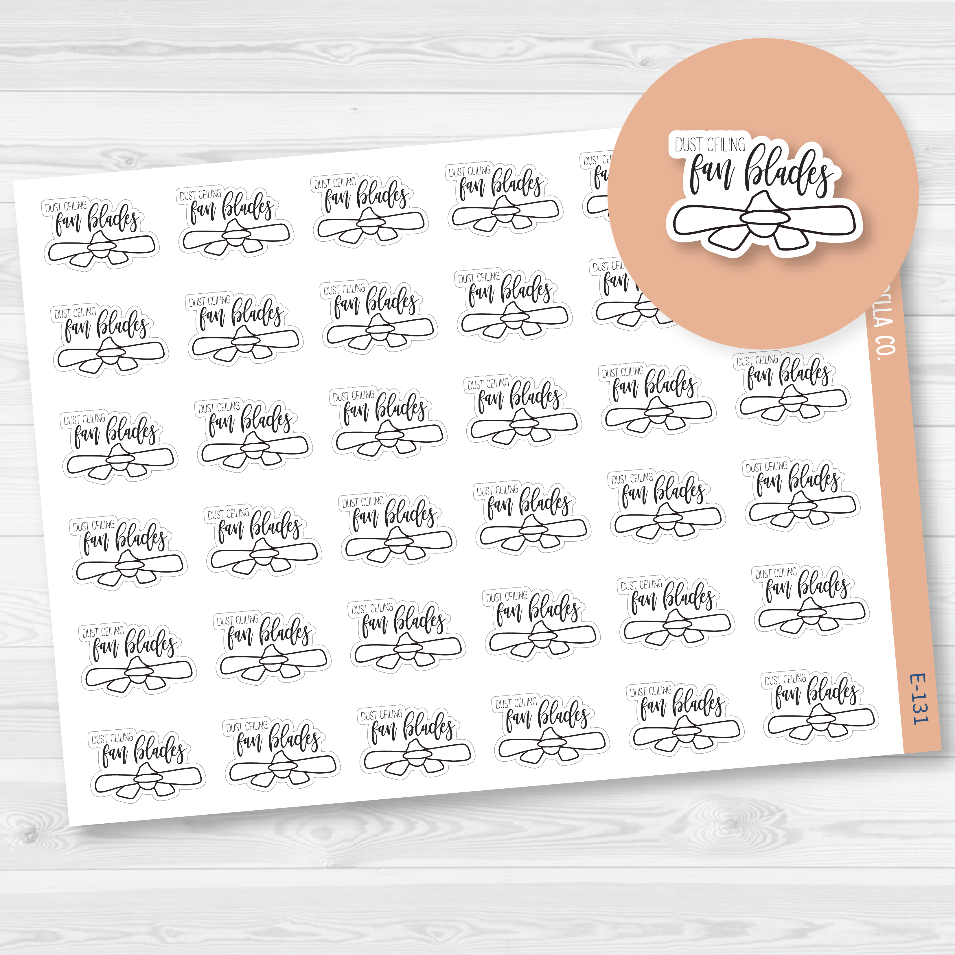 Dust Ceiling Fan Blades Icon Script Planner Stickers | F2 | E-131