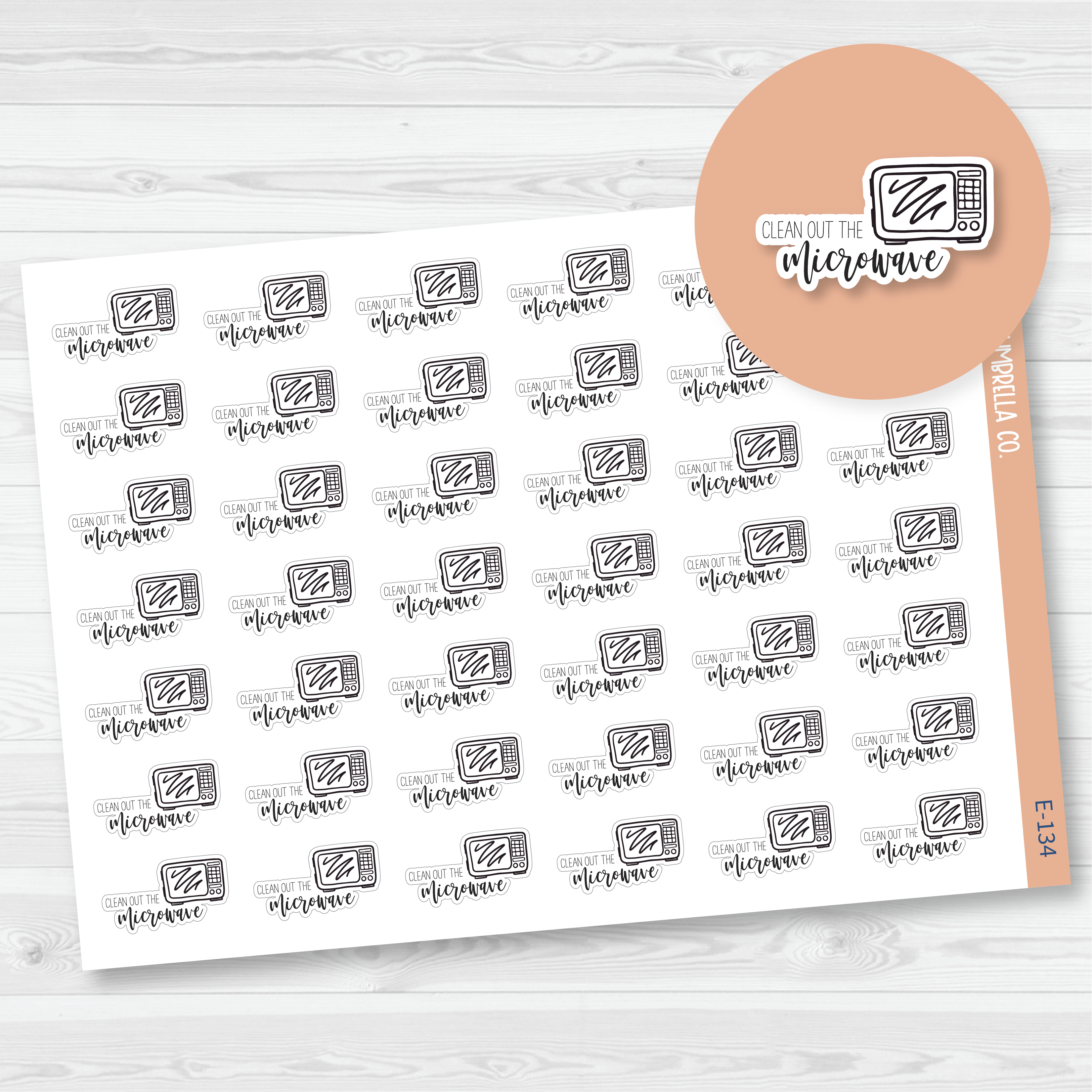 Clean Out The Microwave Icon Script Planner Stickers | F2 | E-134