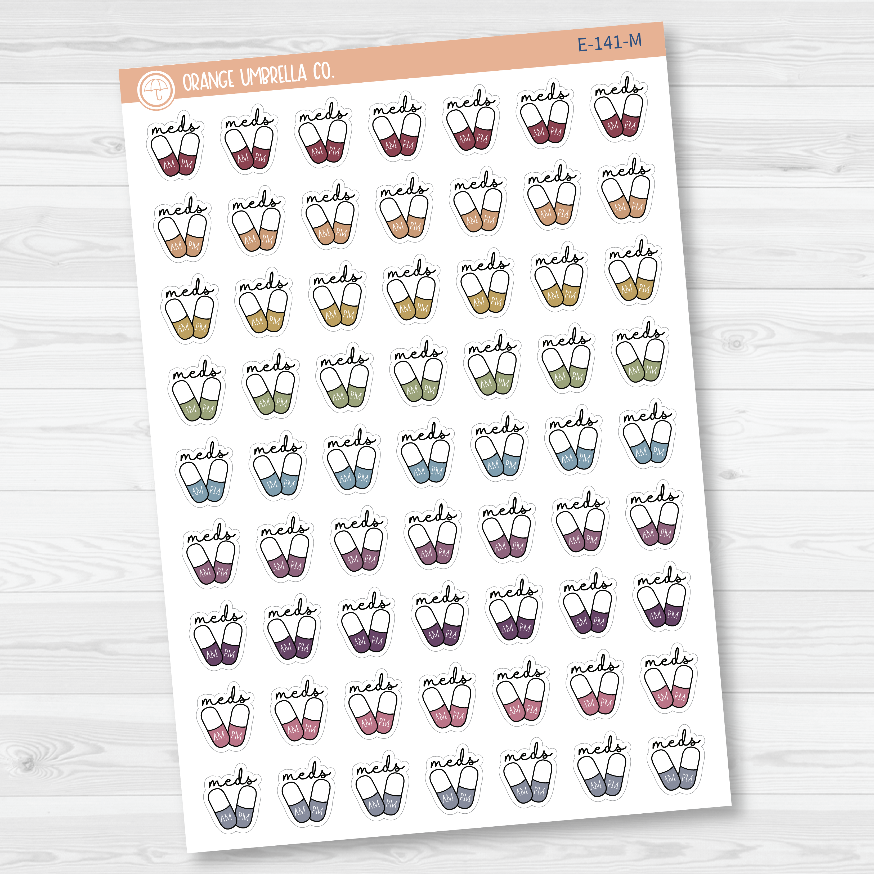 Medicine AM-PM Tracking Icon Script Planner Stickers | E-141