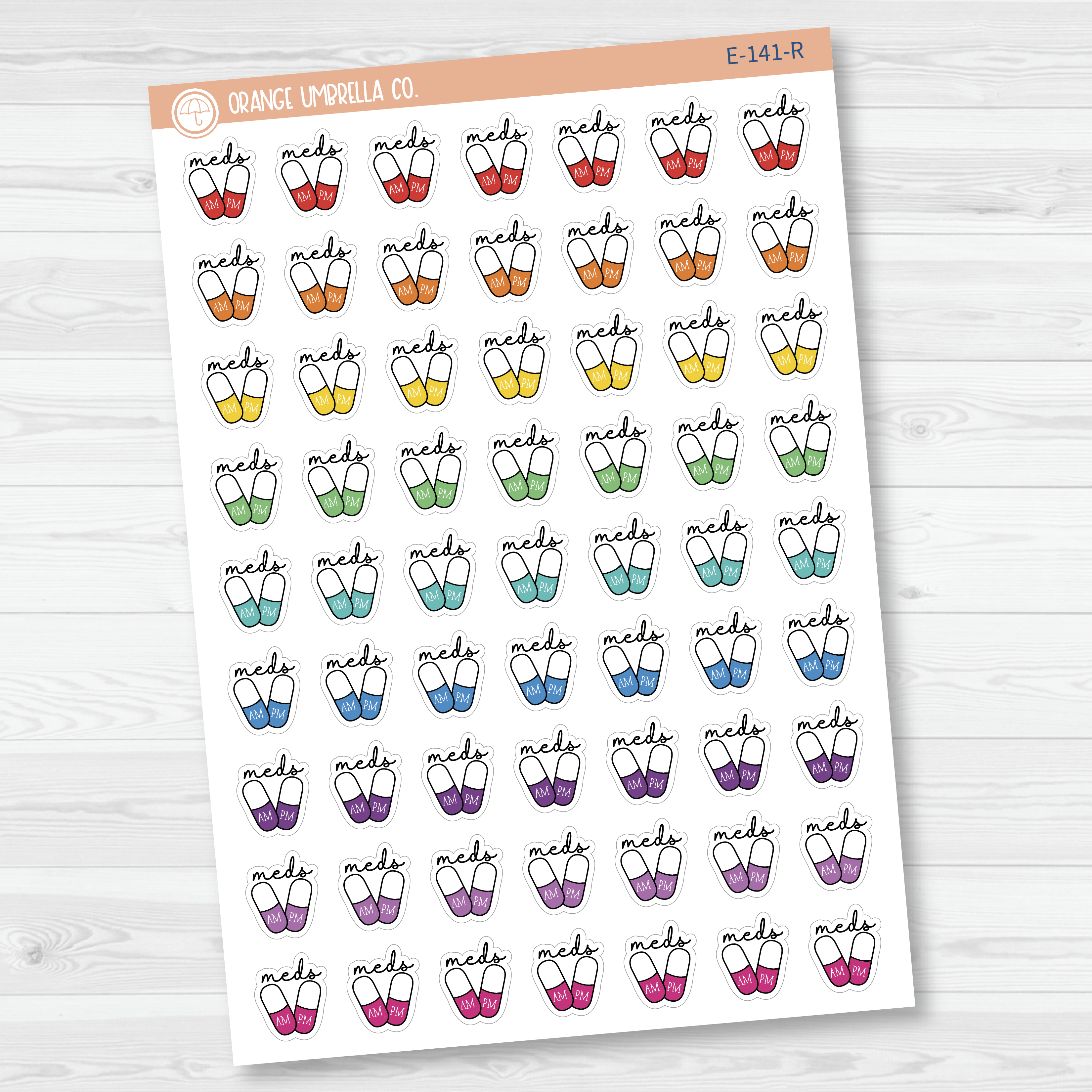 Medicine AM-PM Tracking Icon Script Planner Stickers | E-141