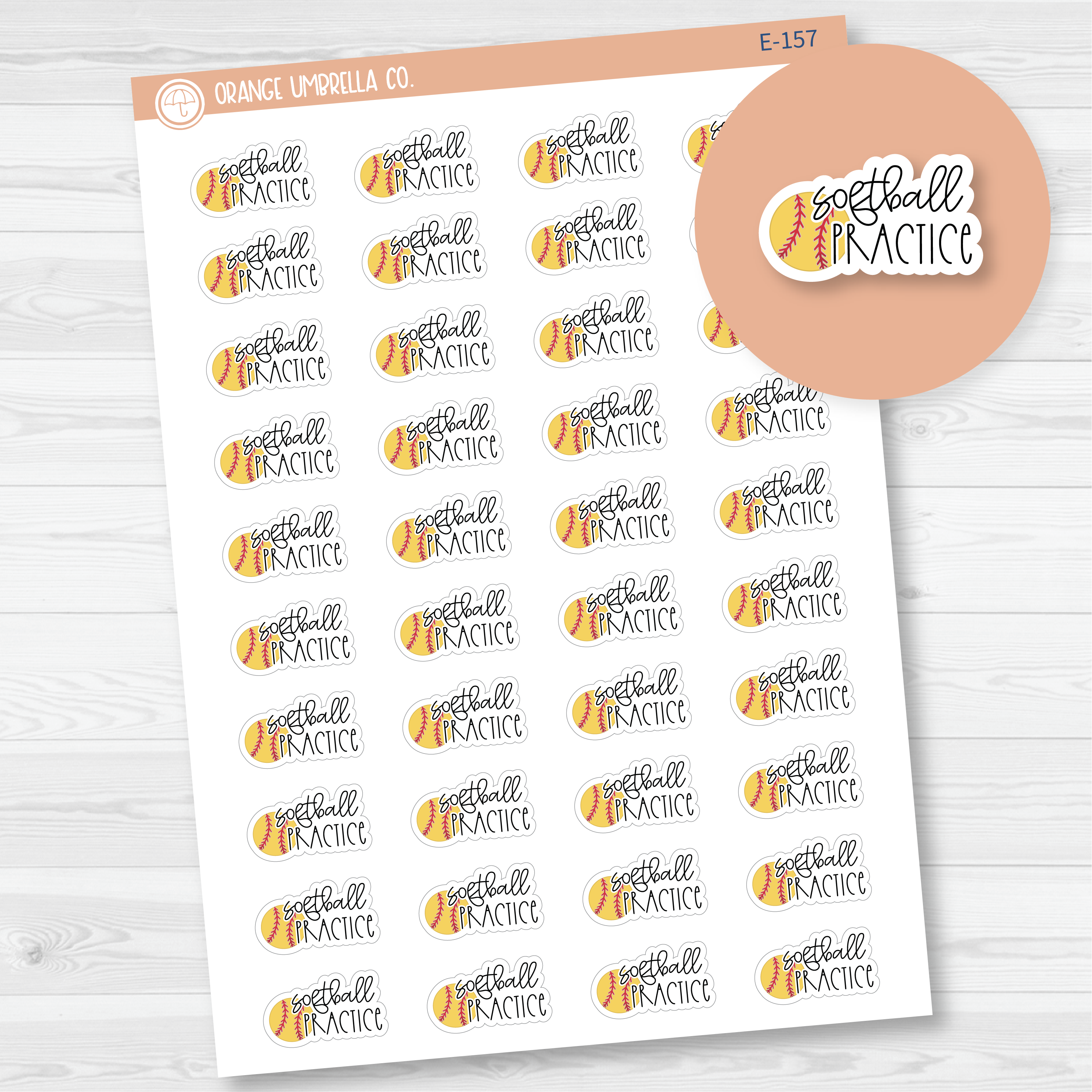 Softball Practice Icon Script Planning Stickers | FC12 | E-157