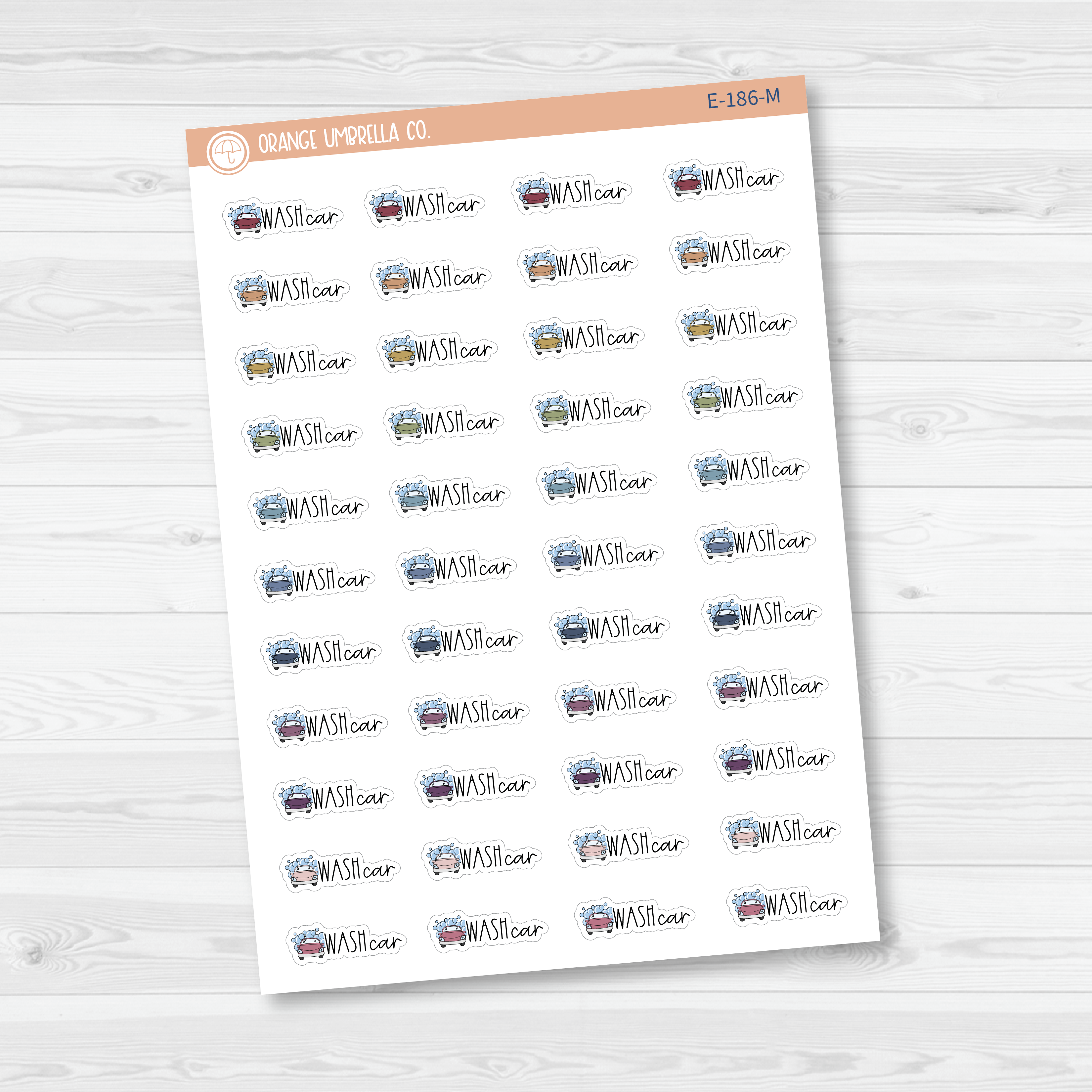 Wash Car Icon Script Planner Stickers | FC12 | E-186