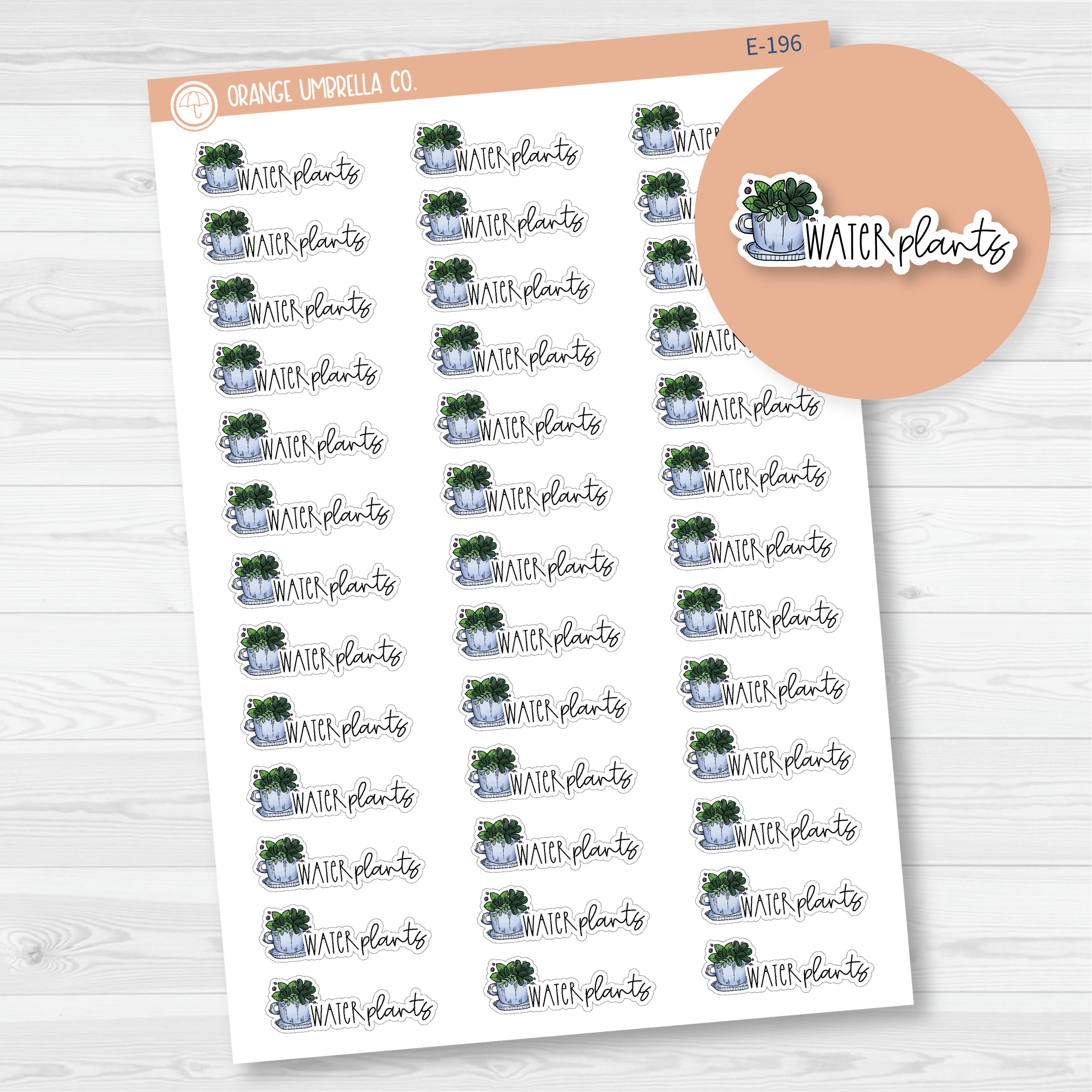 Water Plants Doodle Icon Script Planner Stickers | FC12 | E-196