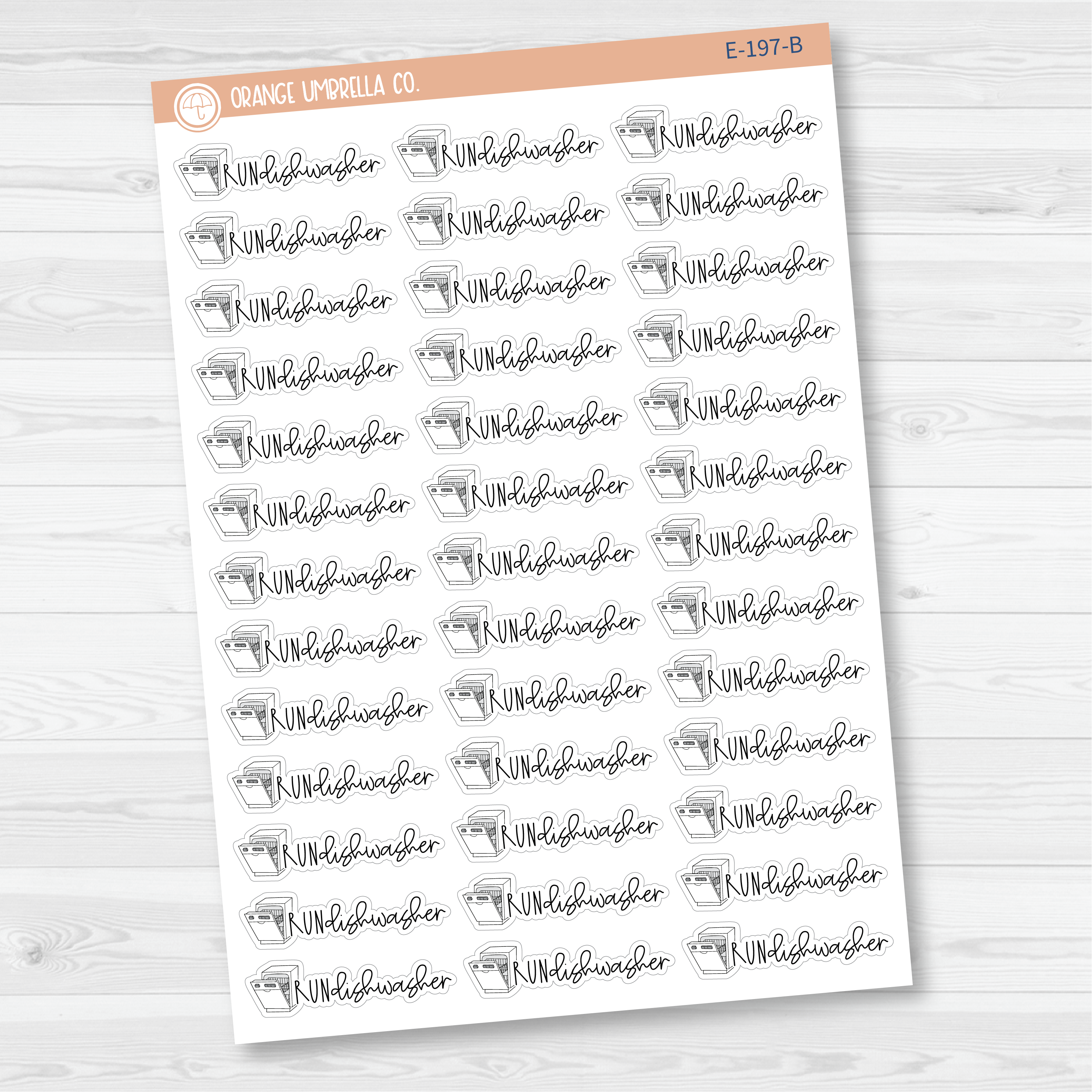 Run Dishwasher Icon Script Planner Stickers | FC12 | E-197