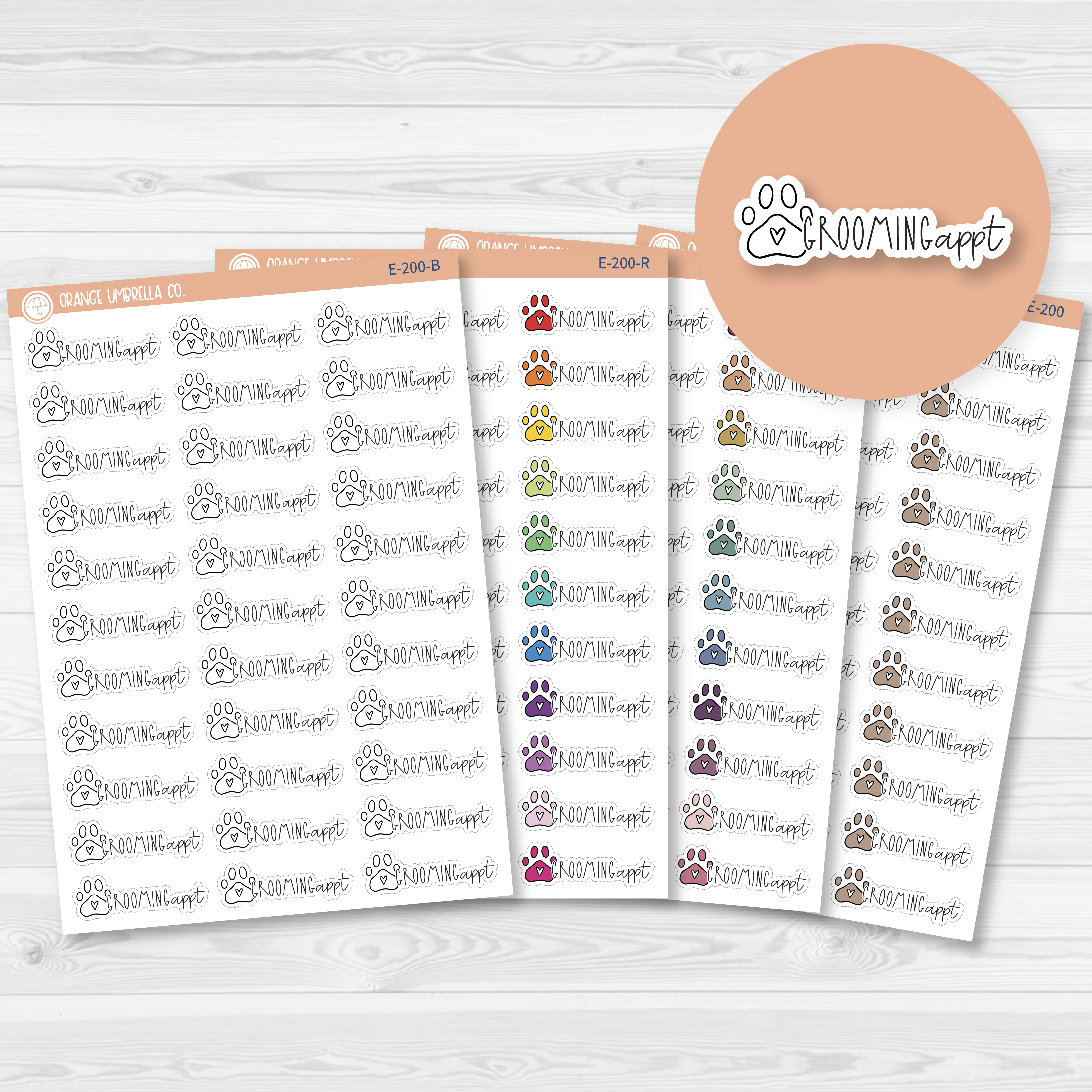 Grooming Appointment Icon Script Planner Stickers | FC12 | E-200