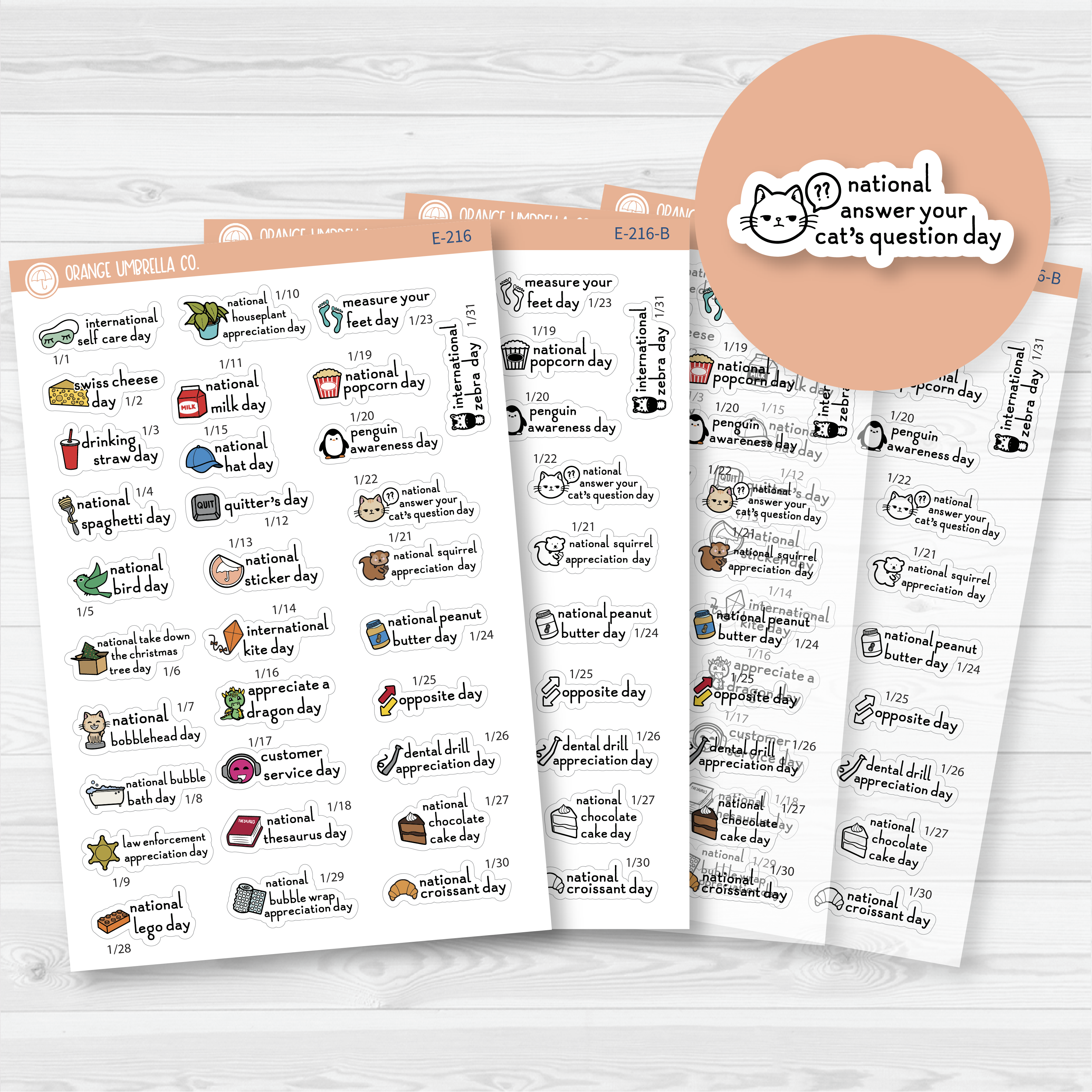 January Wacky Mini Holidays Script Planner Stickers | F16 | E-216