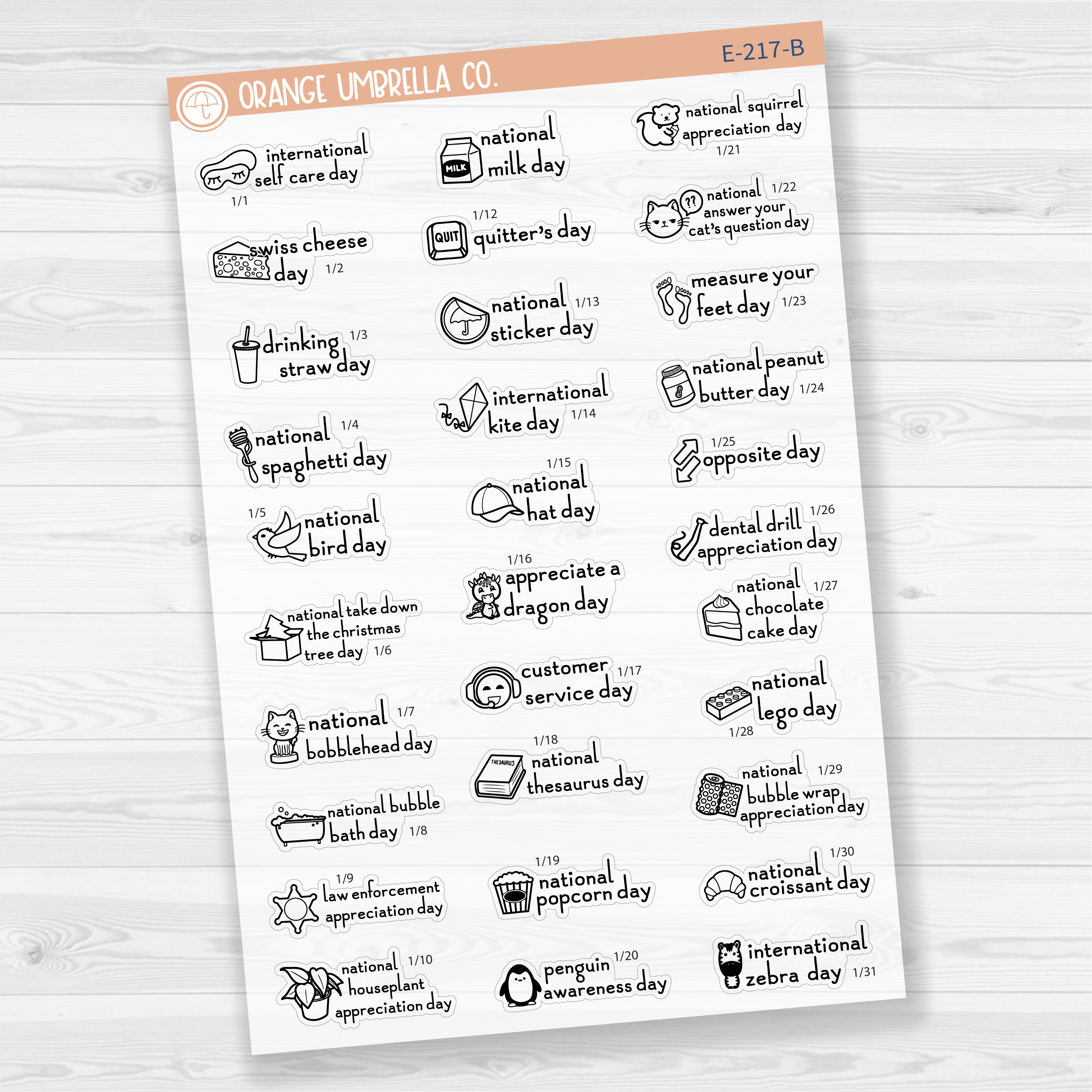 January Wacky Holidays Script Planner Stickers | F16 | E-217
