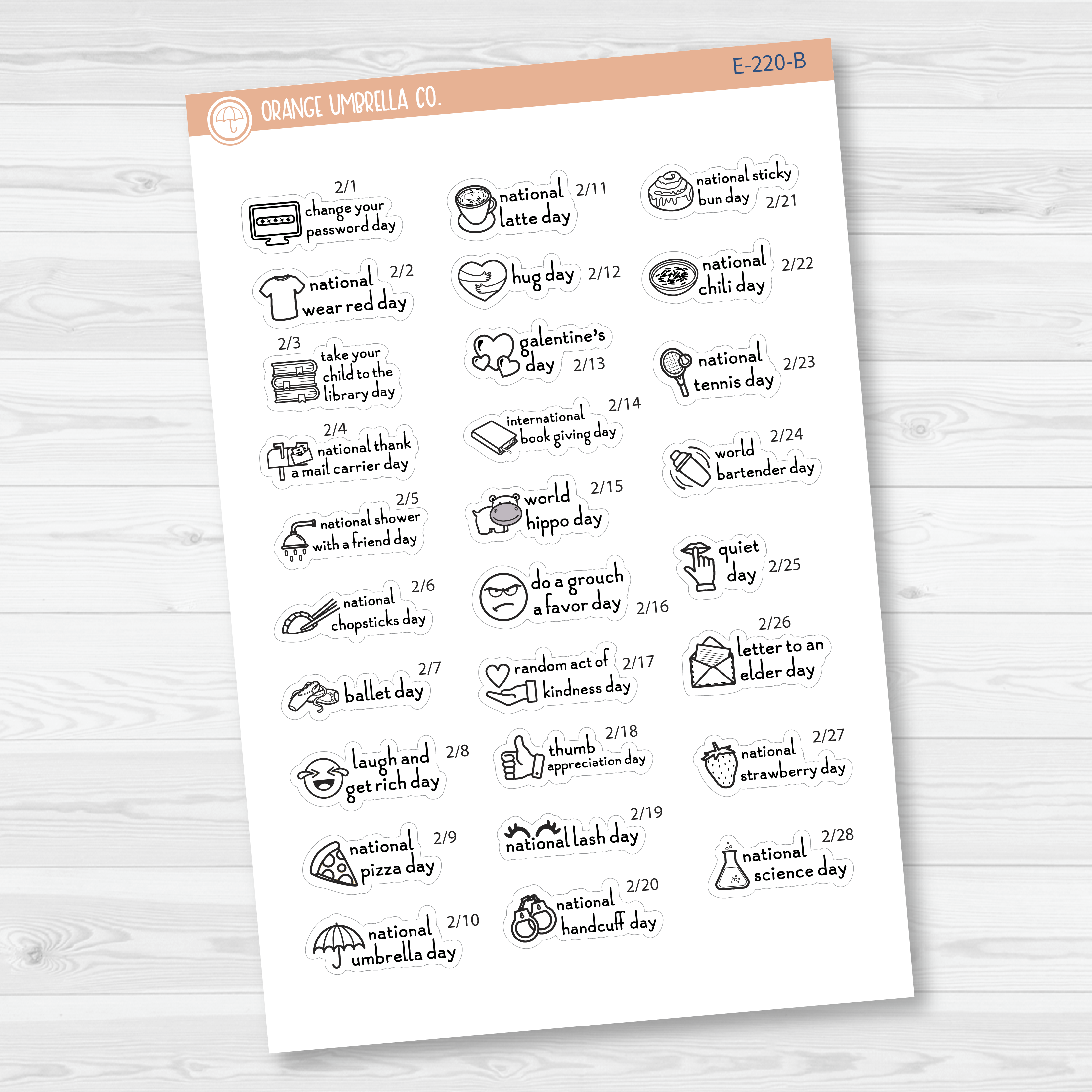 February Wacky Mini Holidays Script Planner Stickers | F16 | E-220