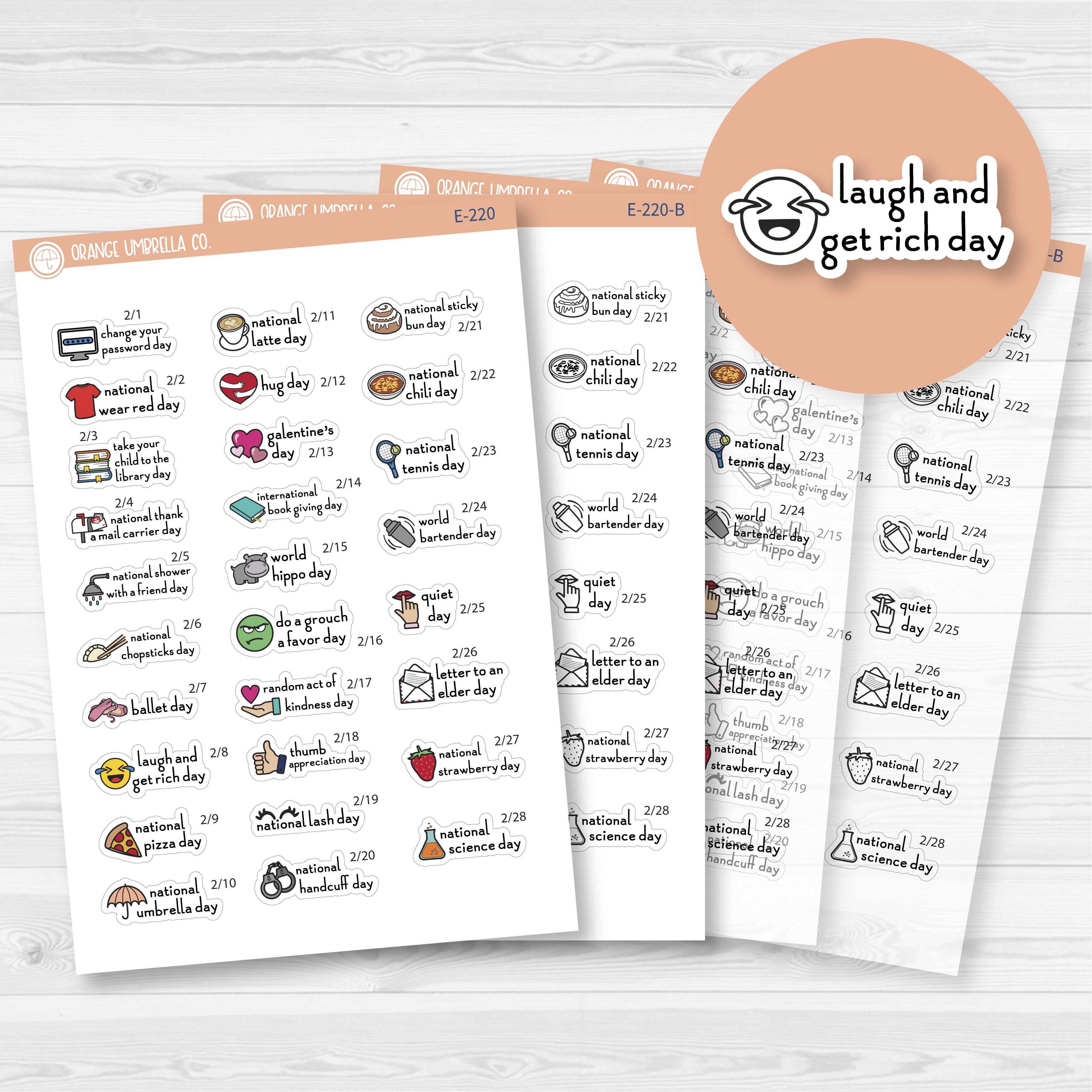 February Wacky Mini Holidays Script Planner Stickers | F16 | E-220