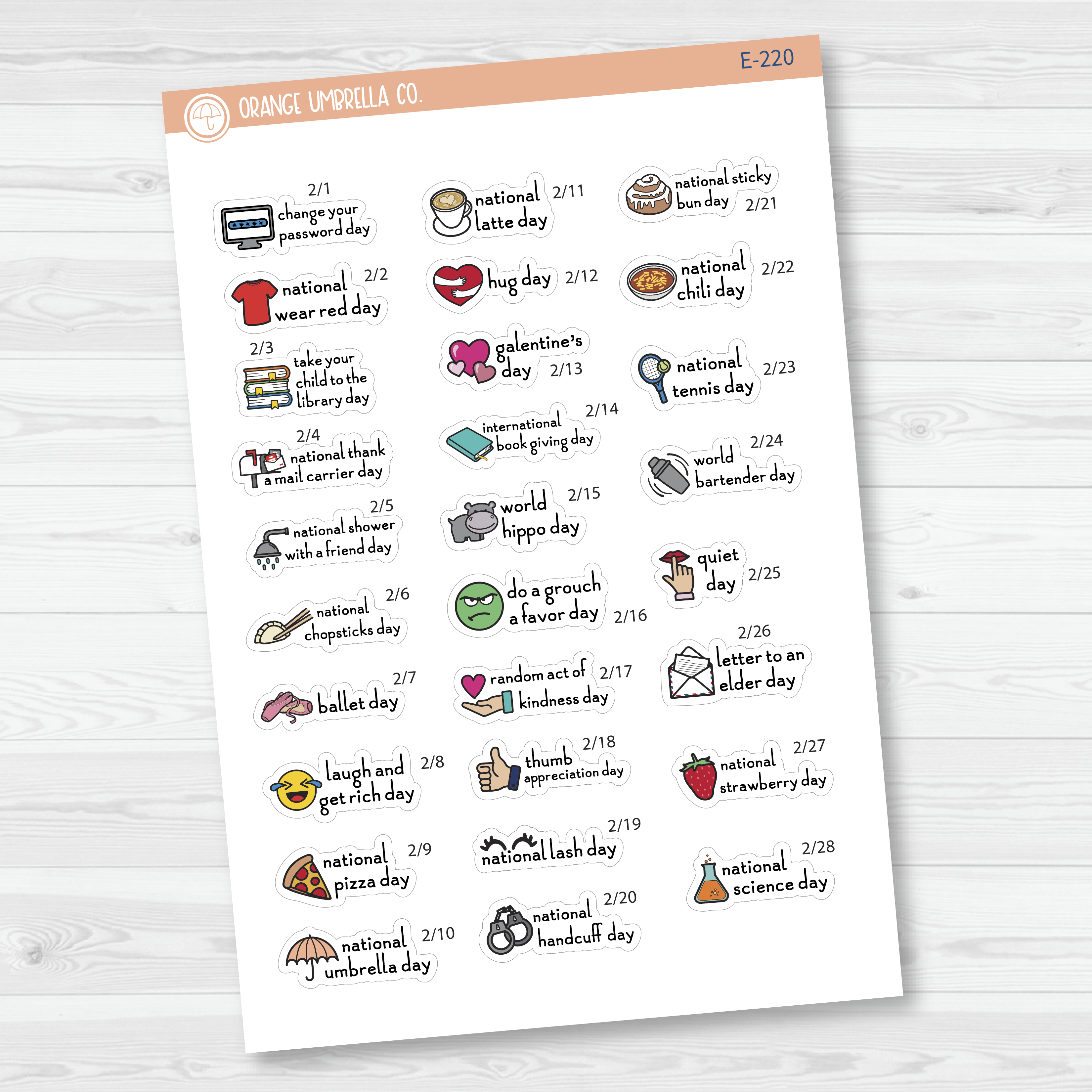 February Wacky Mini Holidays Script Planner Stickers | F16 | E-220