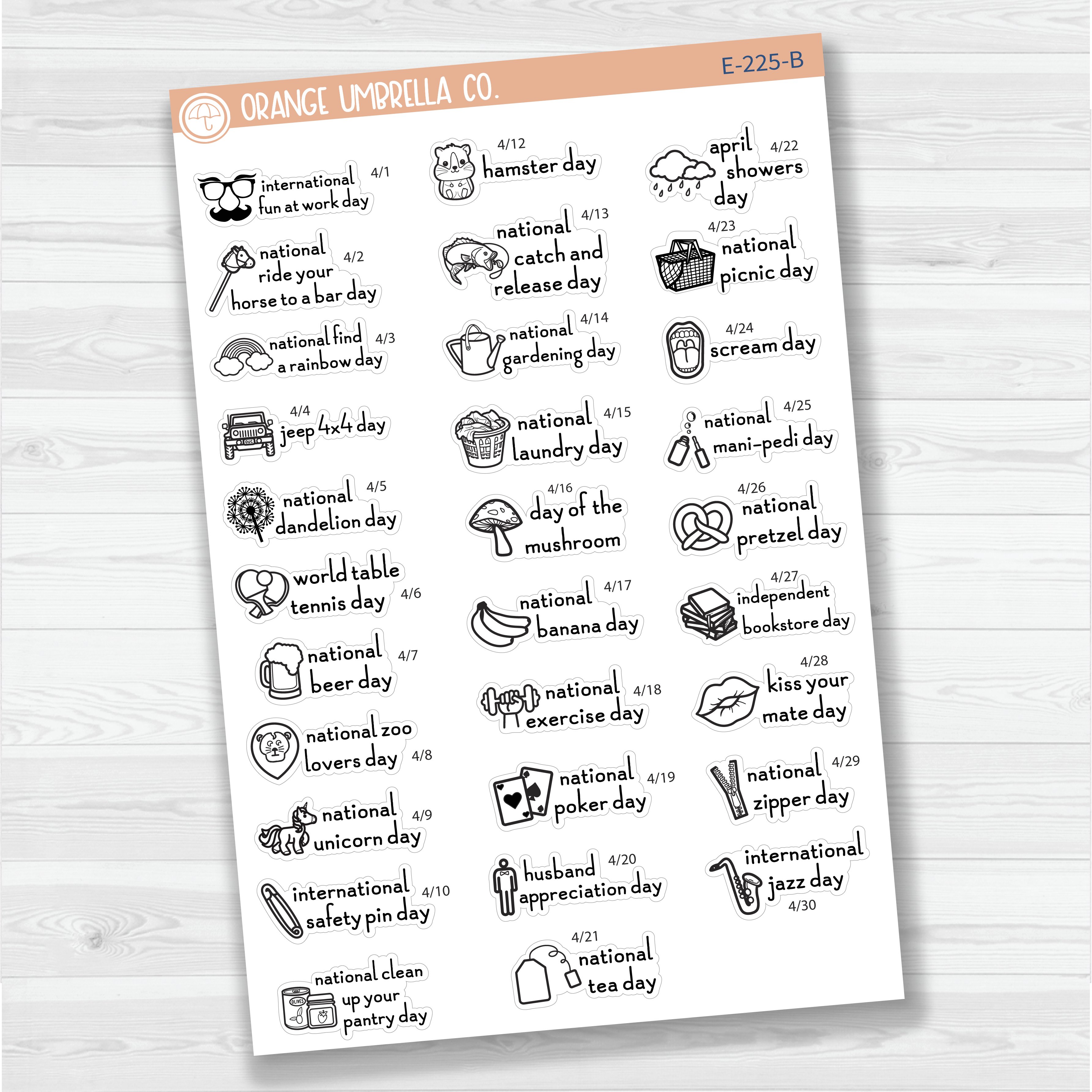 April Wacky Holidays Script Planner Stickers | F16 | E-225