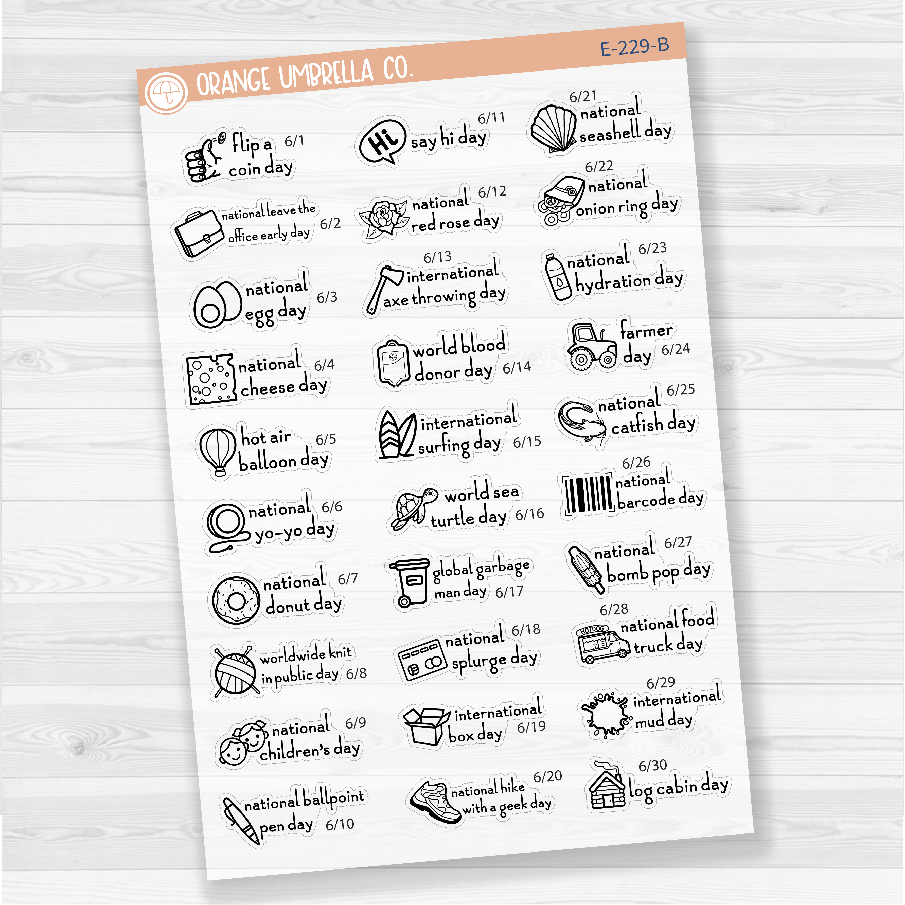 June Wacky Holidays Script Planner Stickers | F16 | E-229