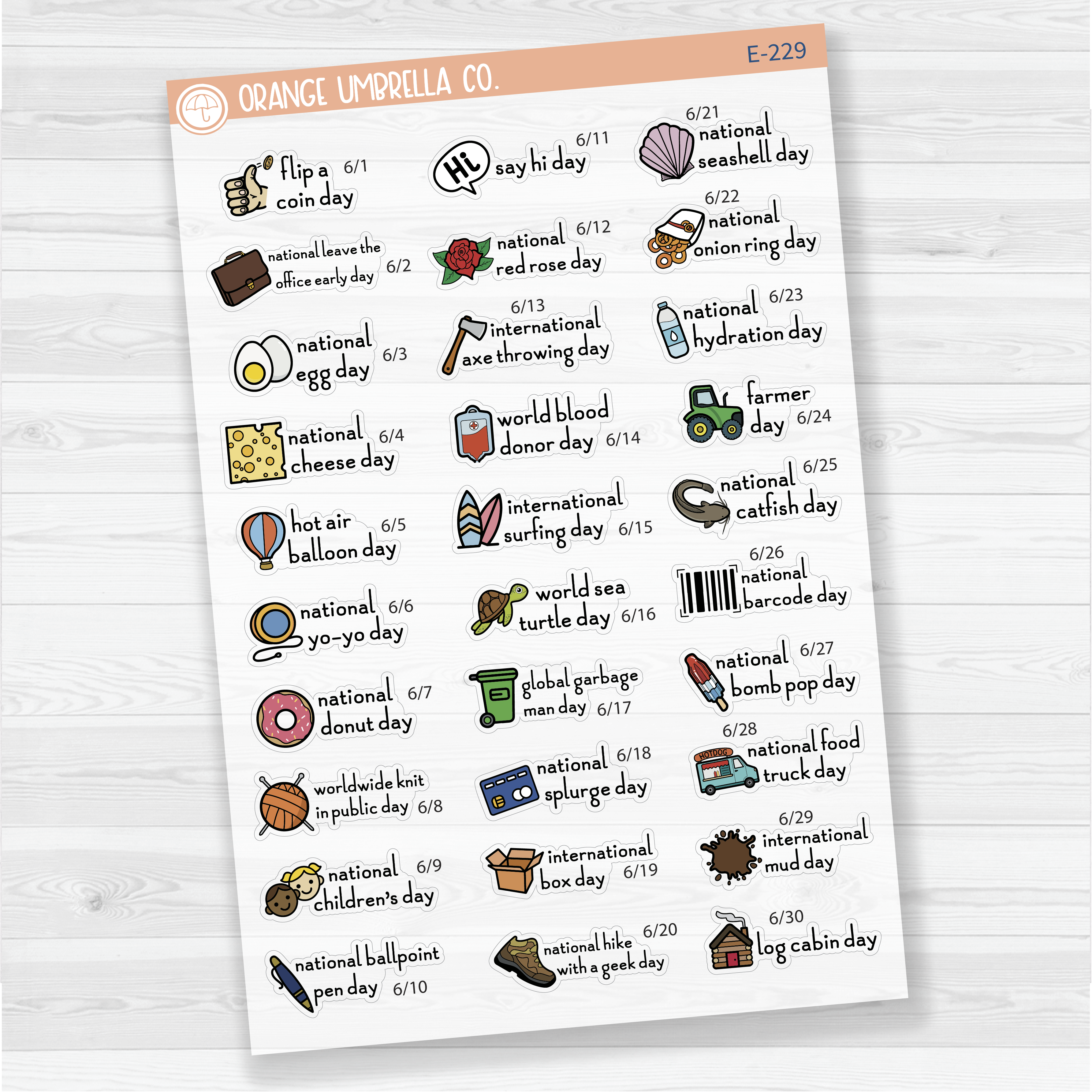 June Wacky Holidays Script Planner Stickers | F16 | E-229
