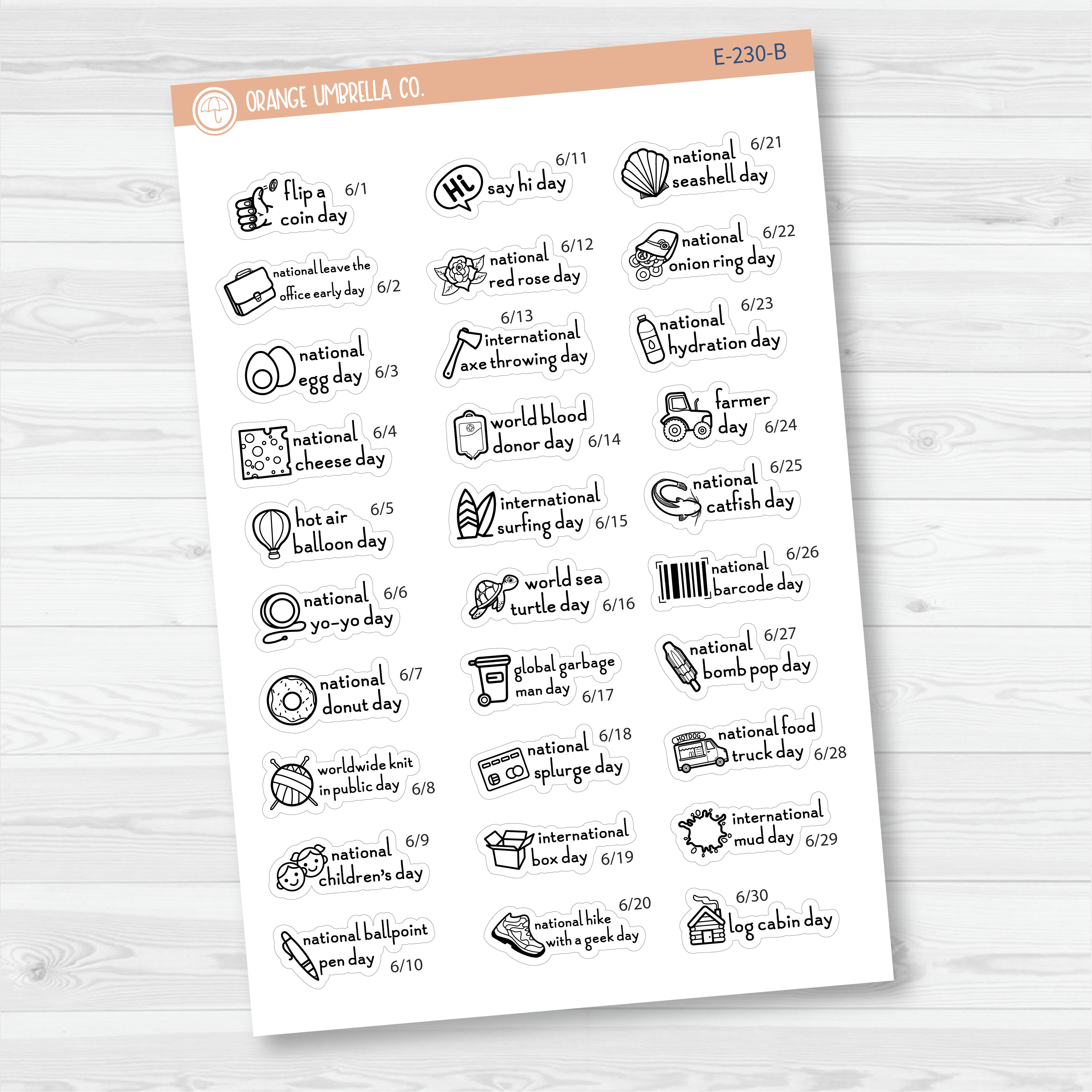 June Wacky Holidays Mini Script Planner Stickers | F16 | E-230
