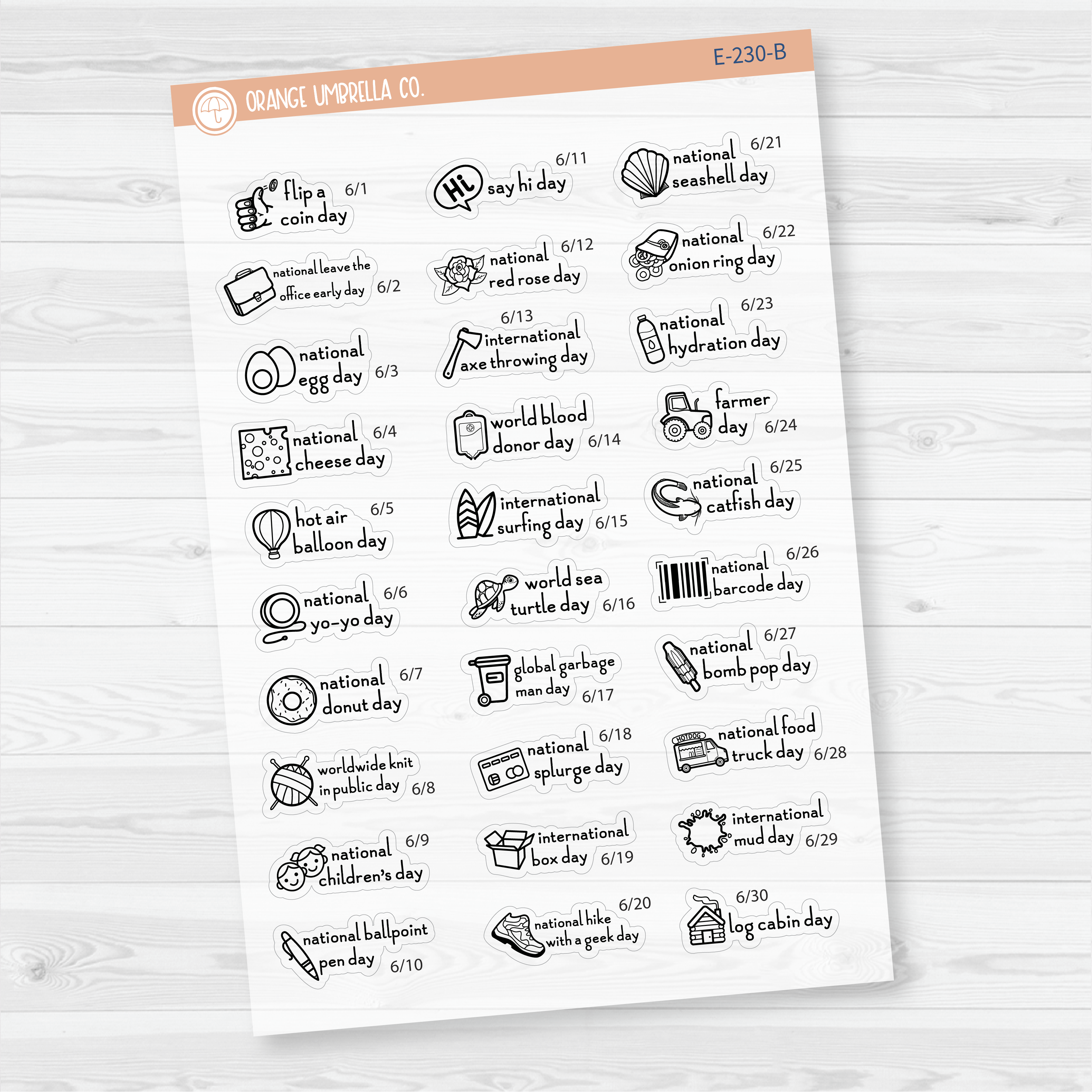 June Wacky Holidays Mini Script Planner Stickers | F16 | E-230