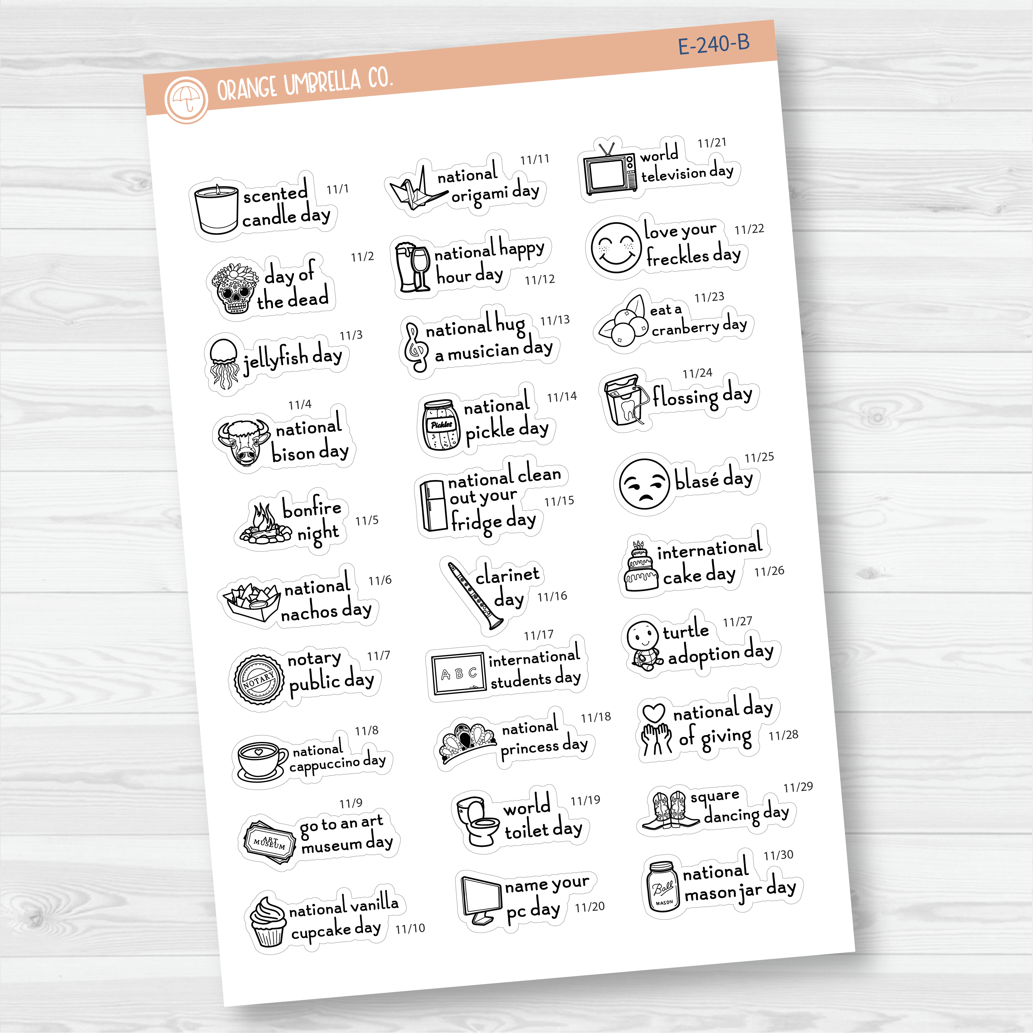November Wacky Holidays Mini Script Planner Stickers | F16 | E-240