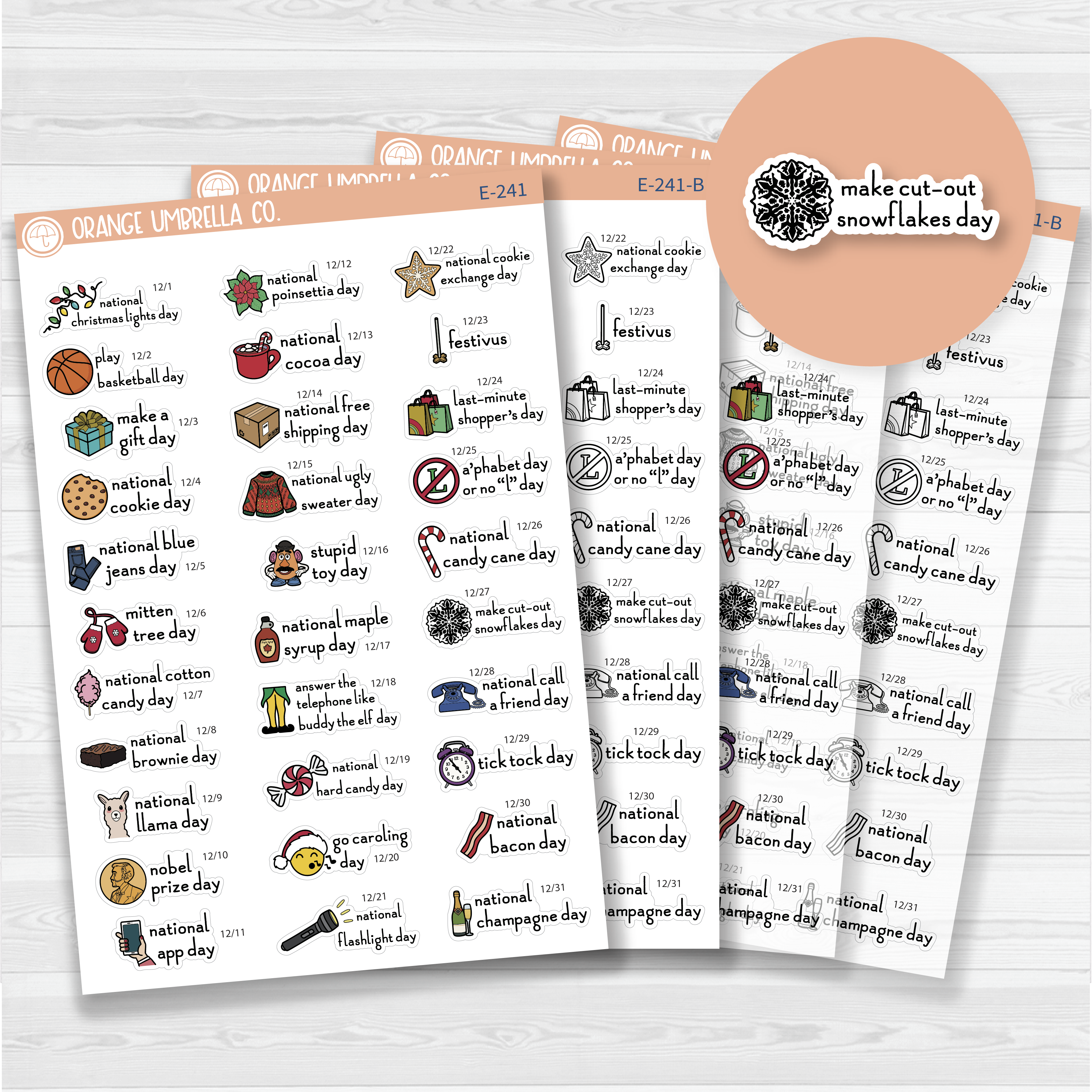 December Wacky Holidays Script Planner Stickers | F16 | E-241