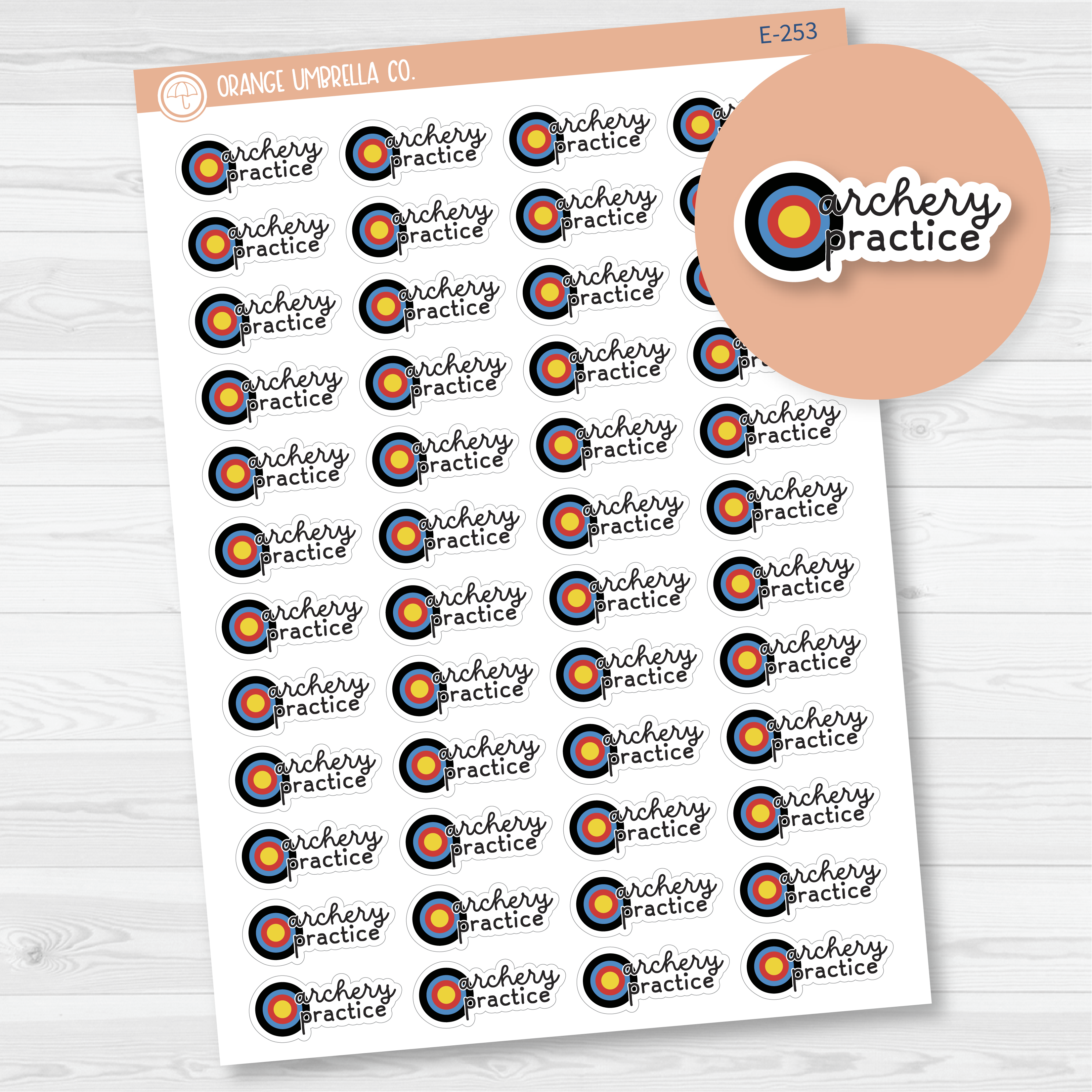 Archery Practice Event Target Icon Script Planner Stickers | F16 | E-253