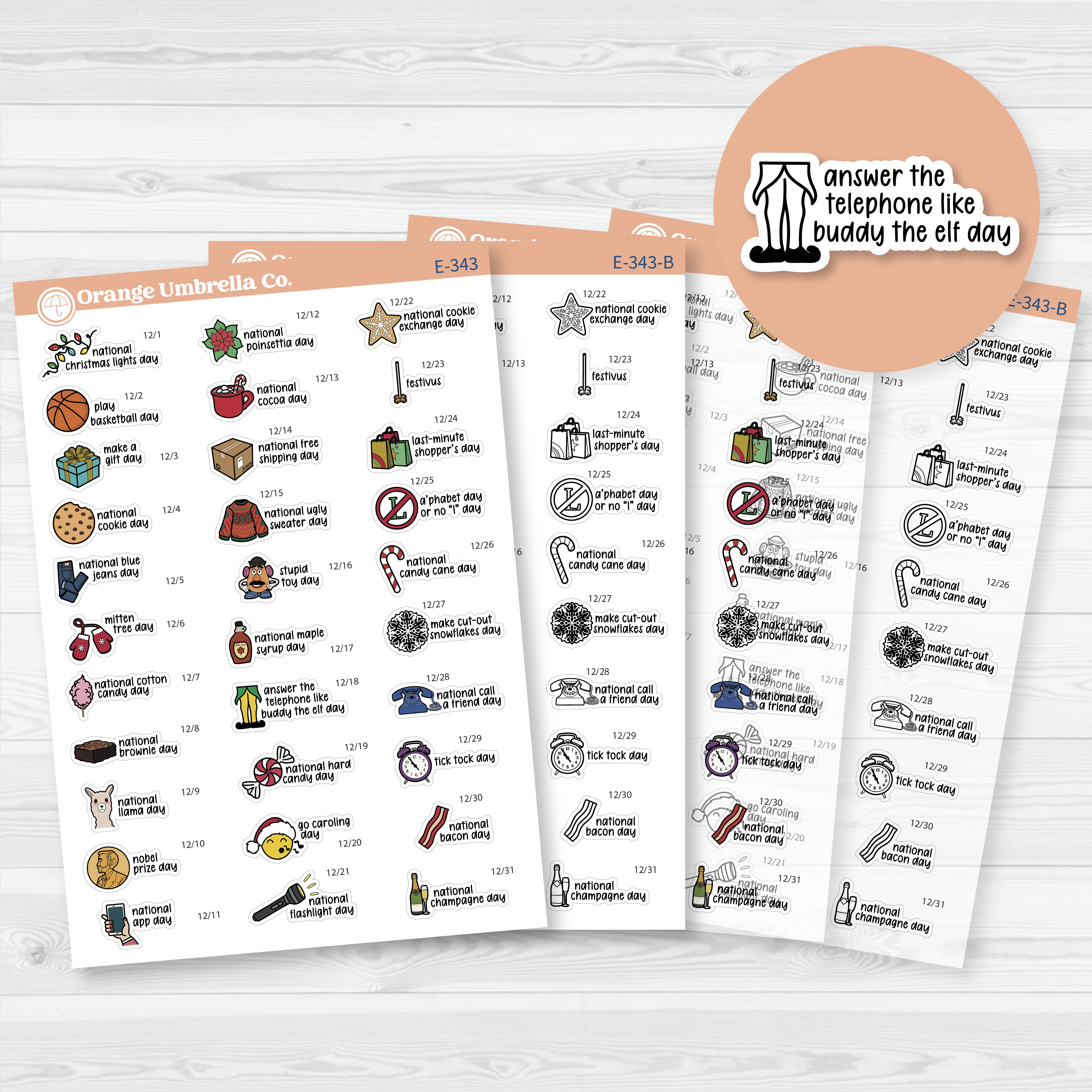 December Wacky Holidays Mini Script Planner Stickers | F17 | E-343