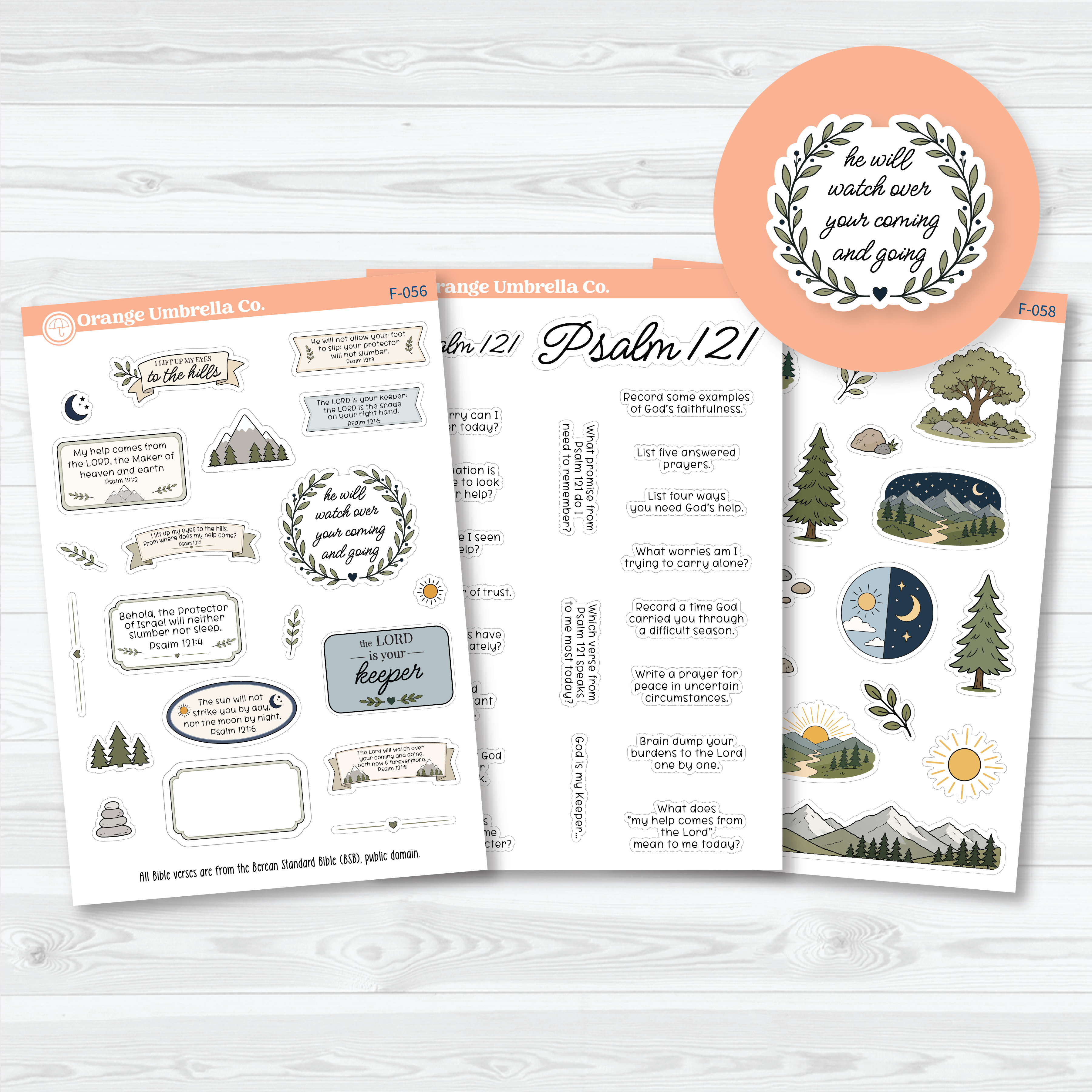 Psalm 121 Bible Journaling | Bible Study Sticker Set | F-056-058