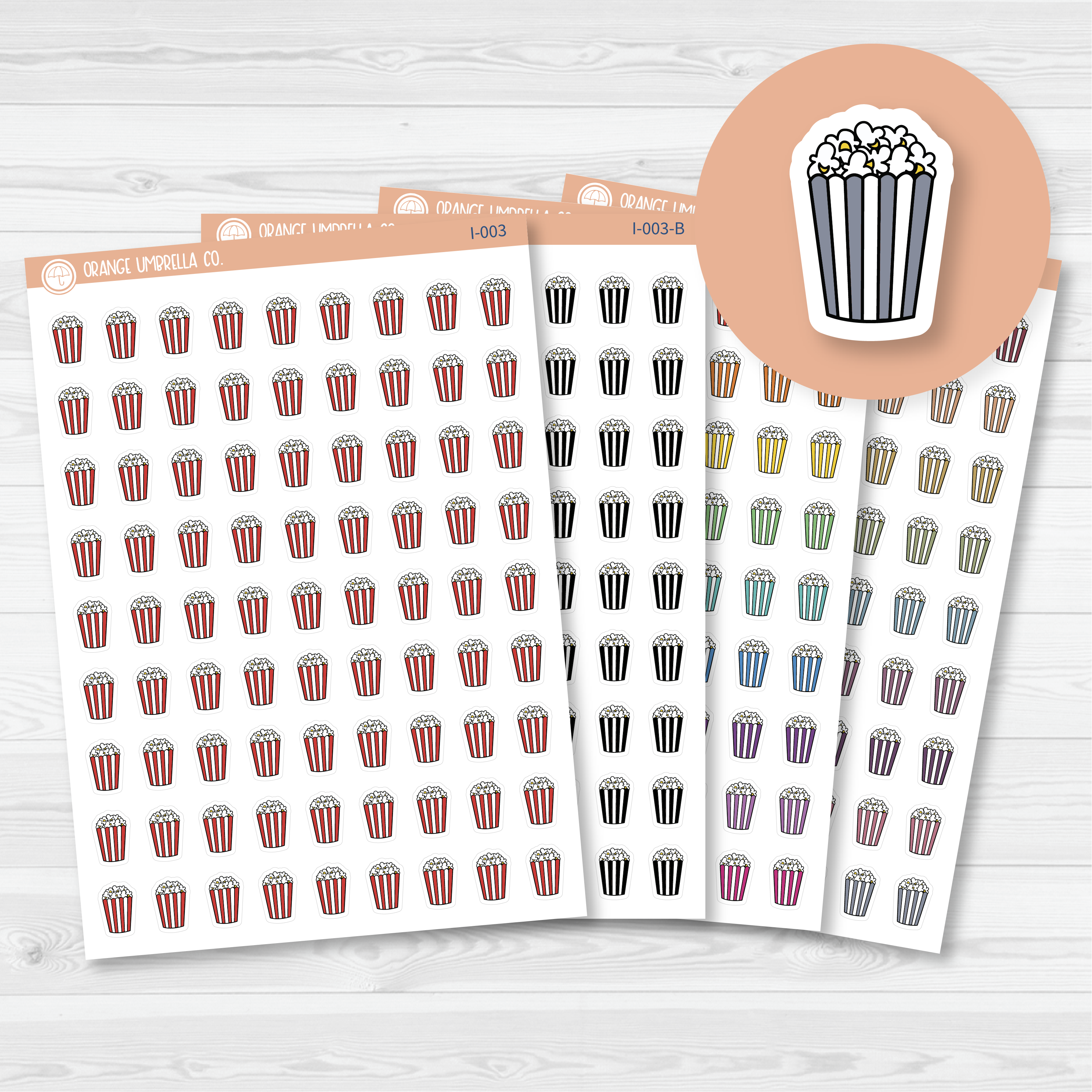 Popcorn Movie Night Icon Planner Stickers | I-003