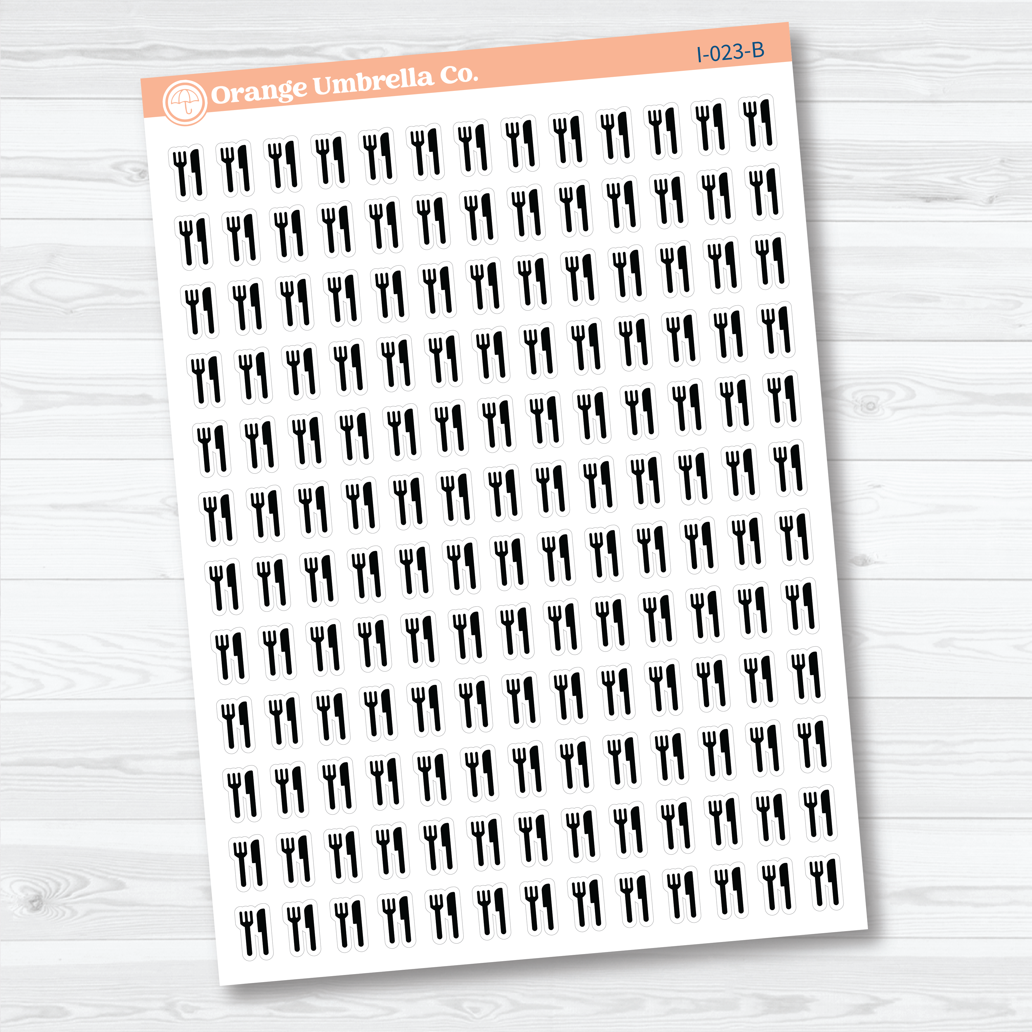 Fork and Knife Icon Planner Stickers | Meal & Dinner Planner Stickers | I-023