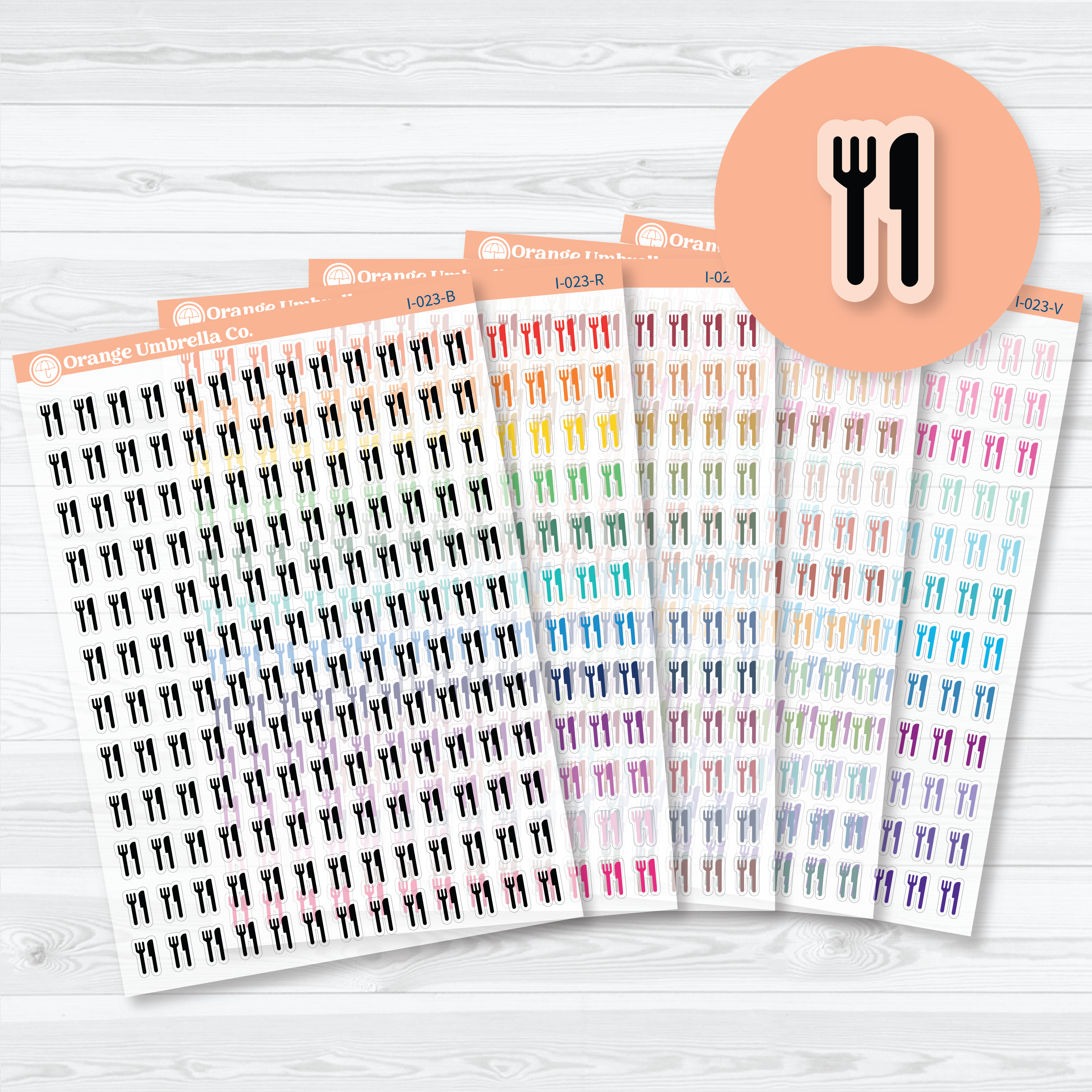 Fork and Knife Icon Clear Matte Planner Stickers | Meal & Dinner Planner Stickers | I-023-CM