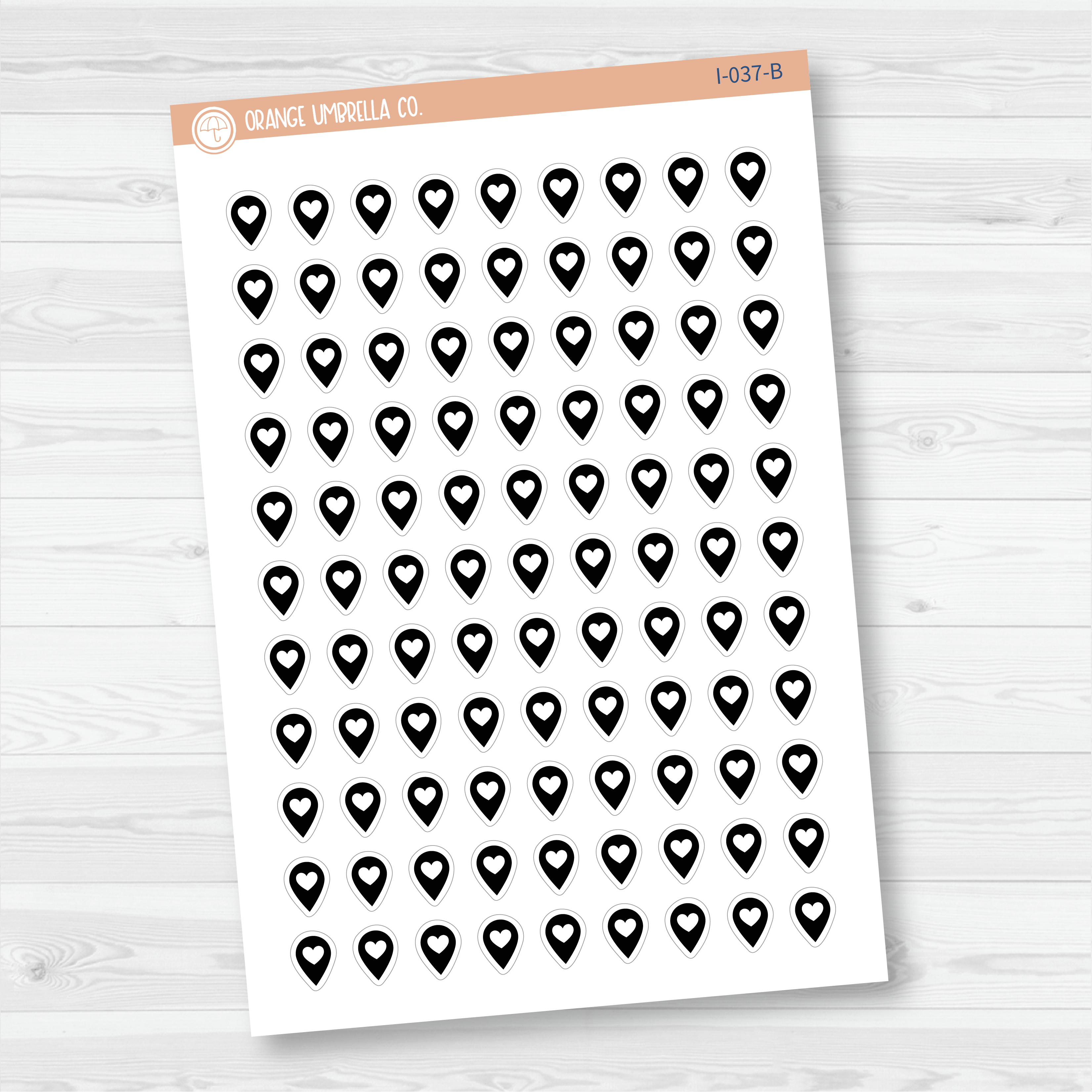 Location marker stickers sheet for planners, location pins, travel icons, functional icon stickers, removable white matte.