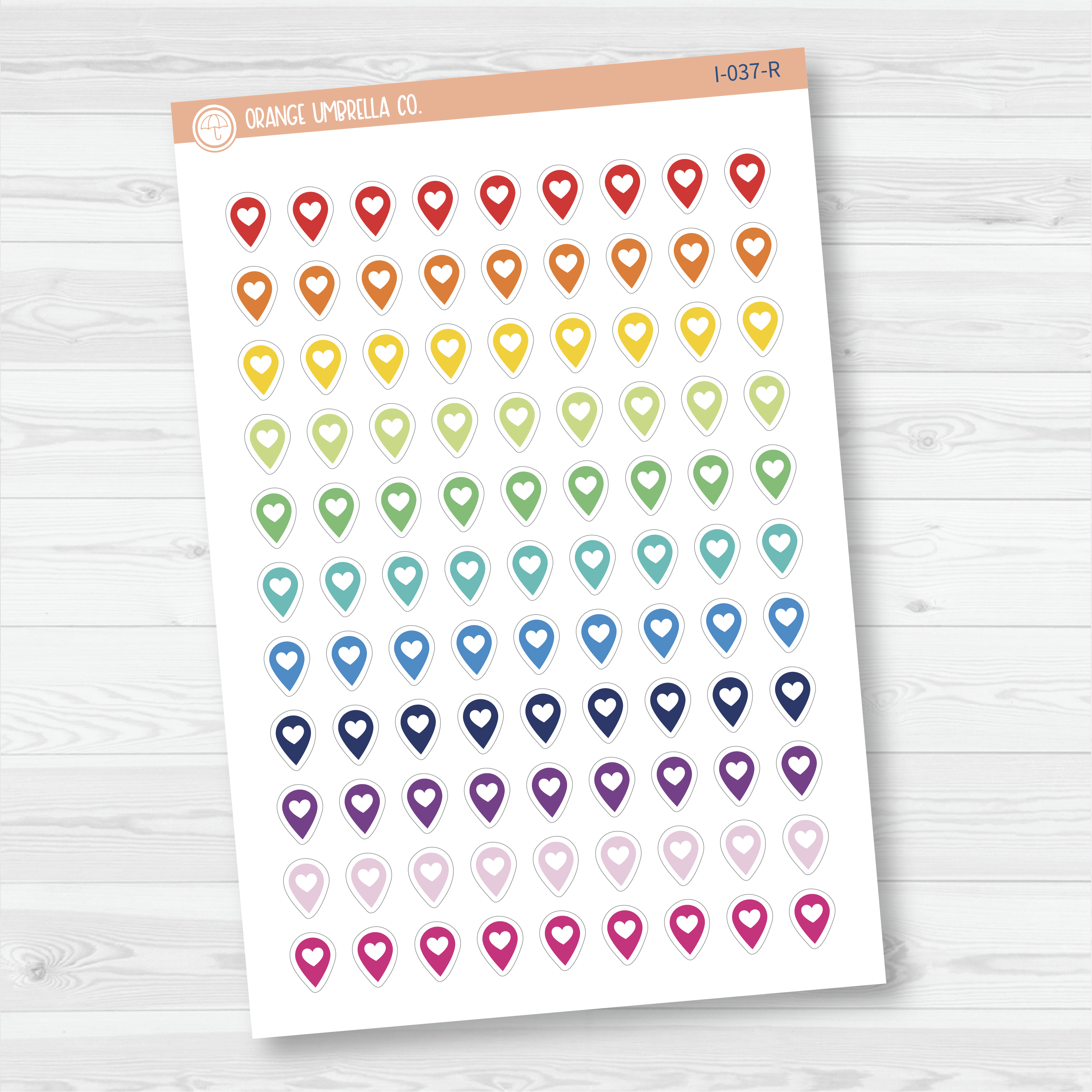Location marker stickers sheet for planners, location pins, travel icons, functional icon stickers, removable white matte.