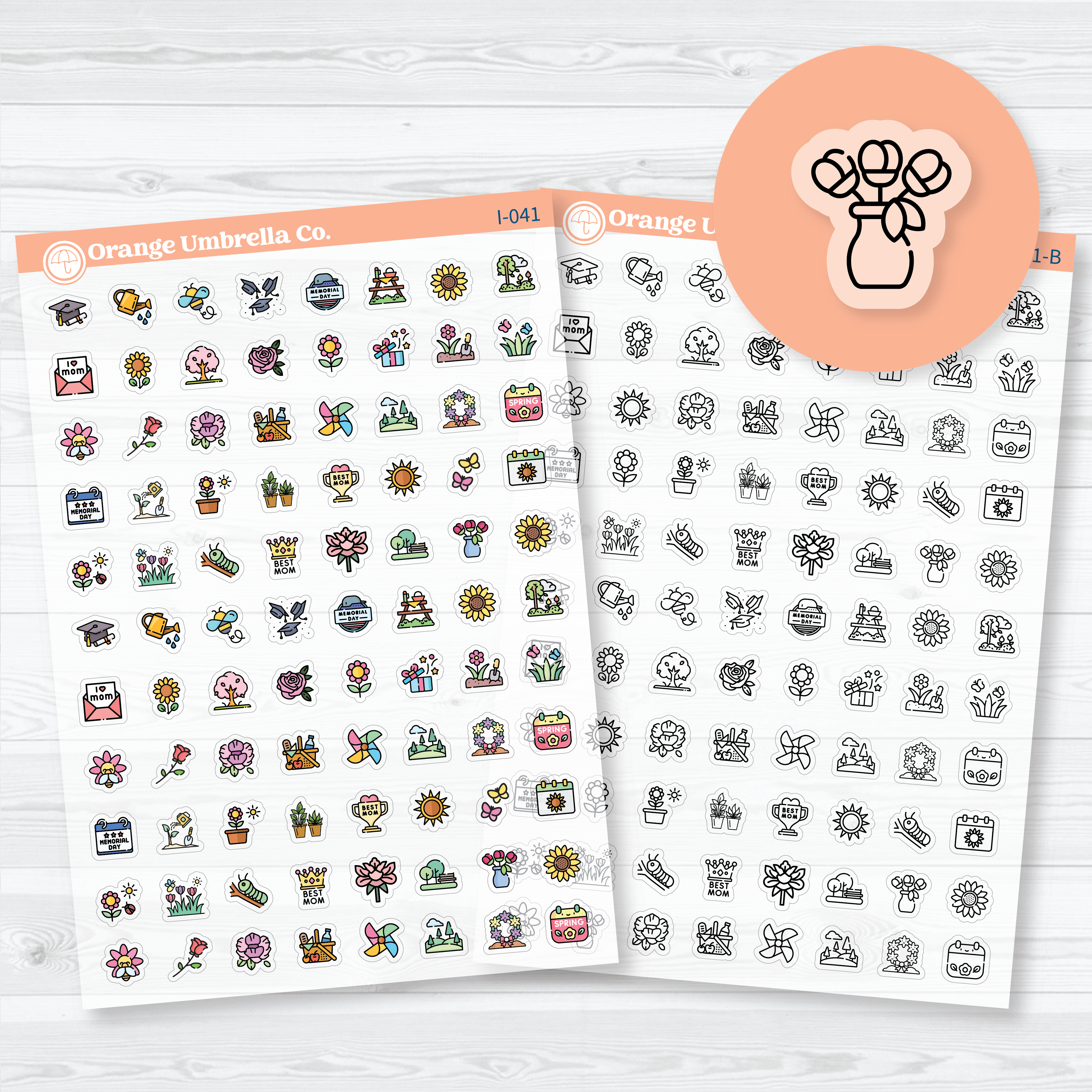 May Holiday & Spring Planner Icons | Clear Matte Planner Stickers | I-041-CM